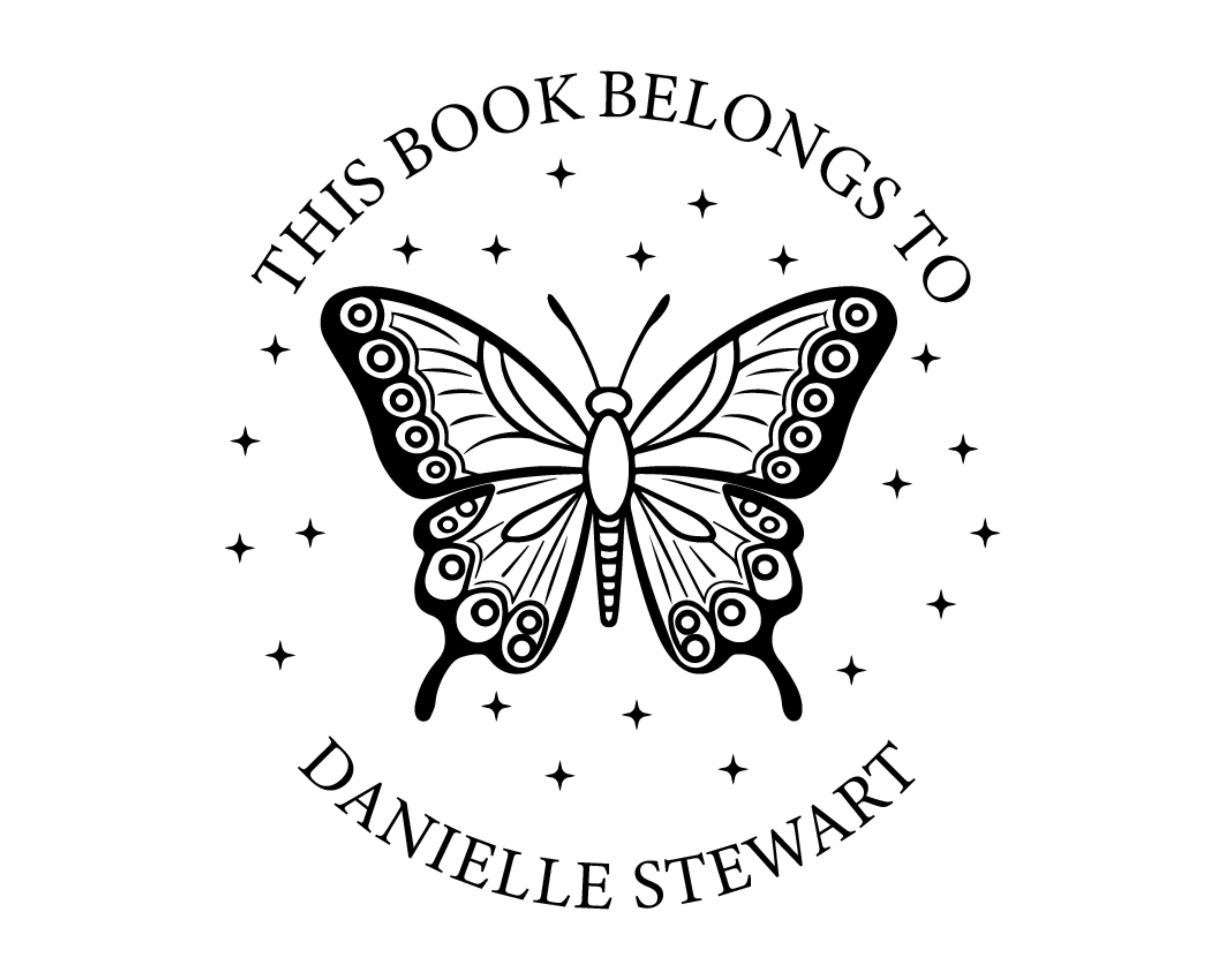 Butterfly Custom Name Book Stamp - ABC-16