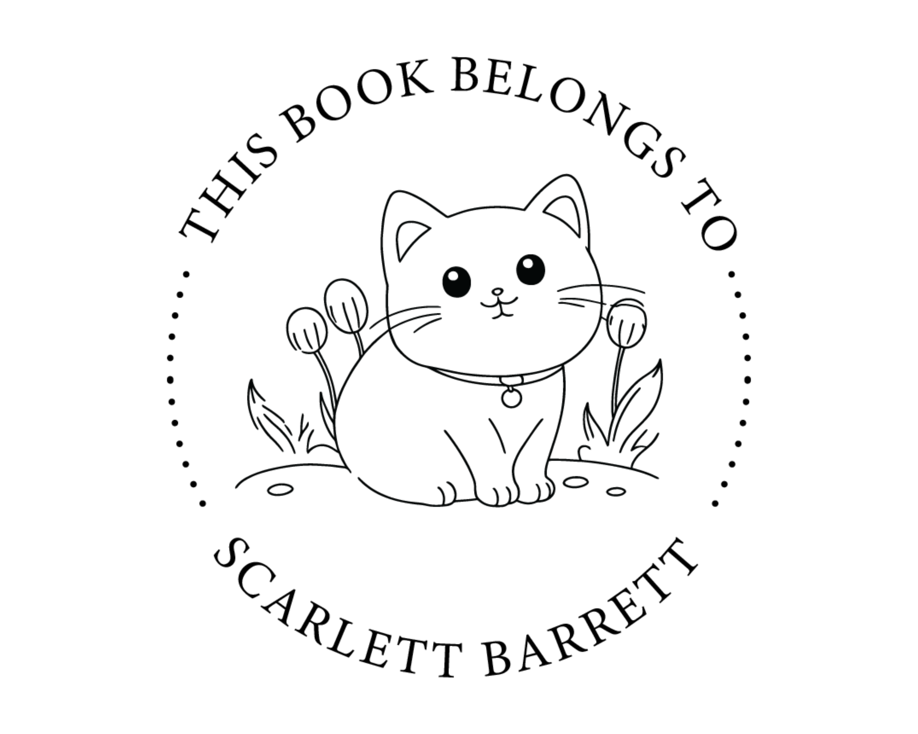 Cat Custom Name Book Stamp - ABC-33