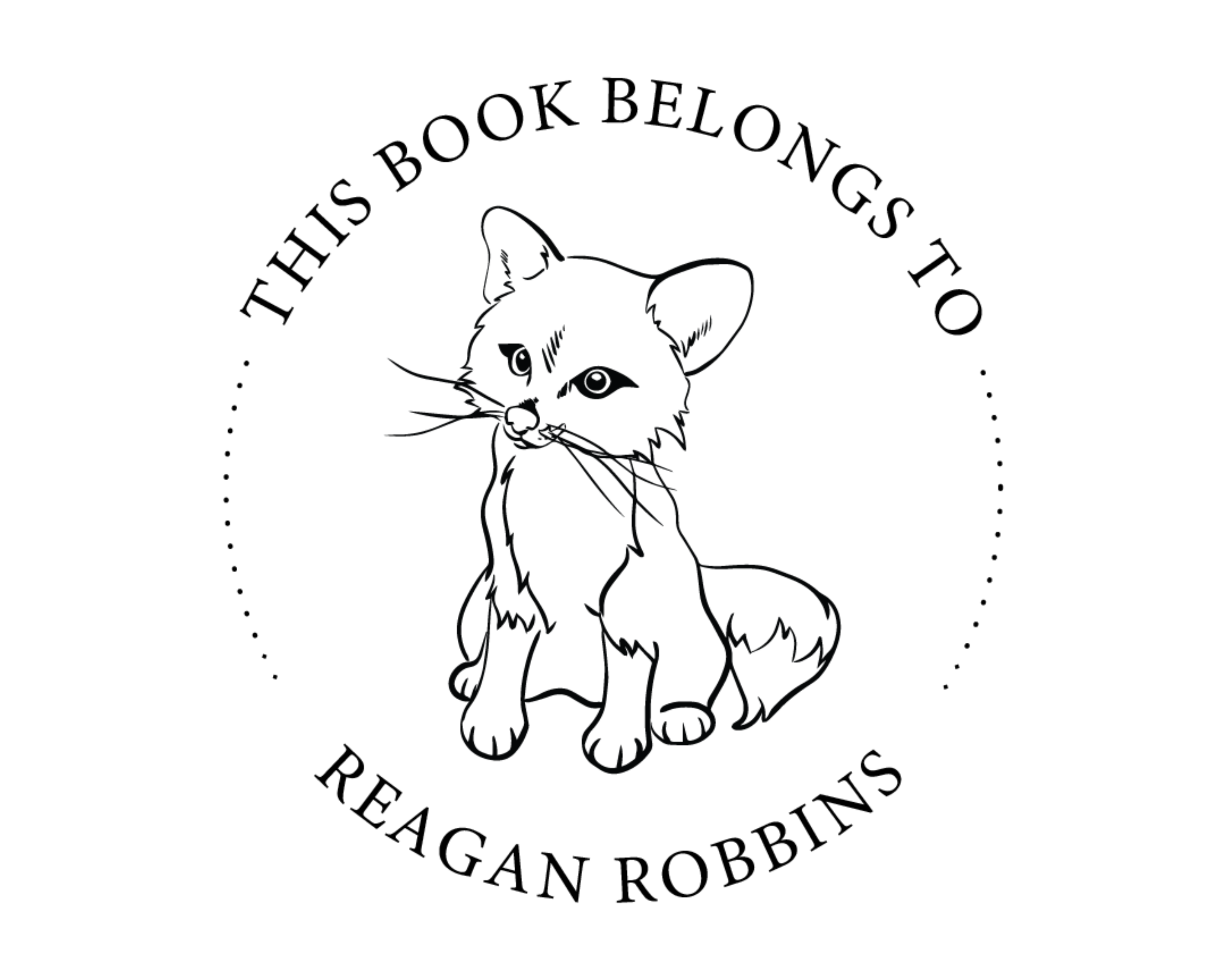 Cat Custom Name Book Stamp - ABC-60