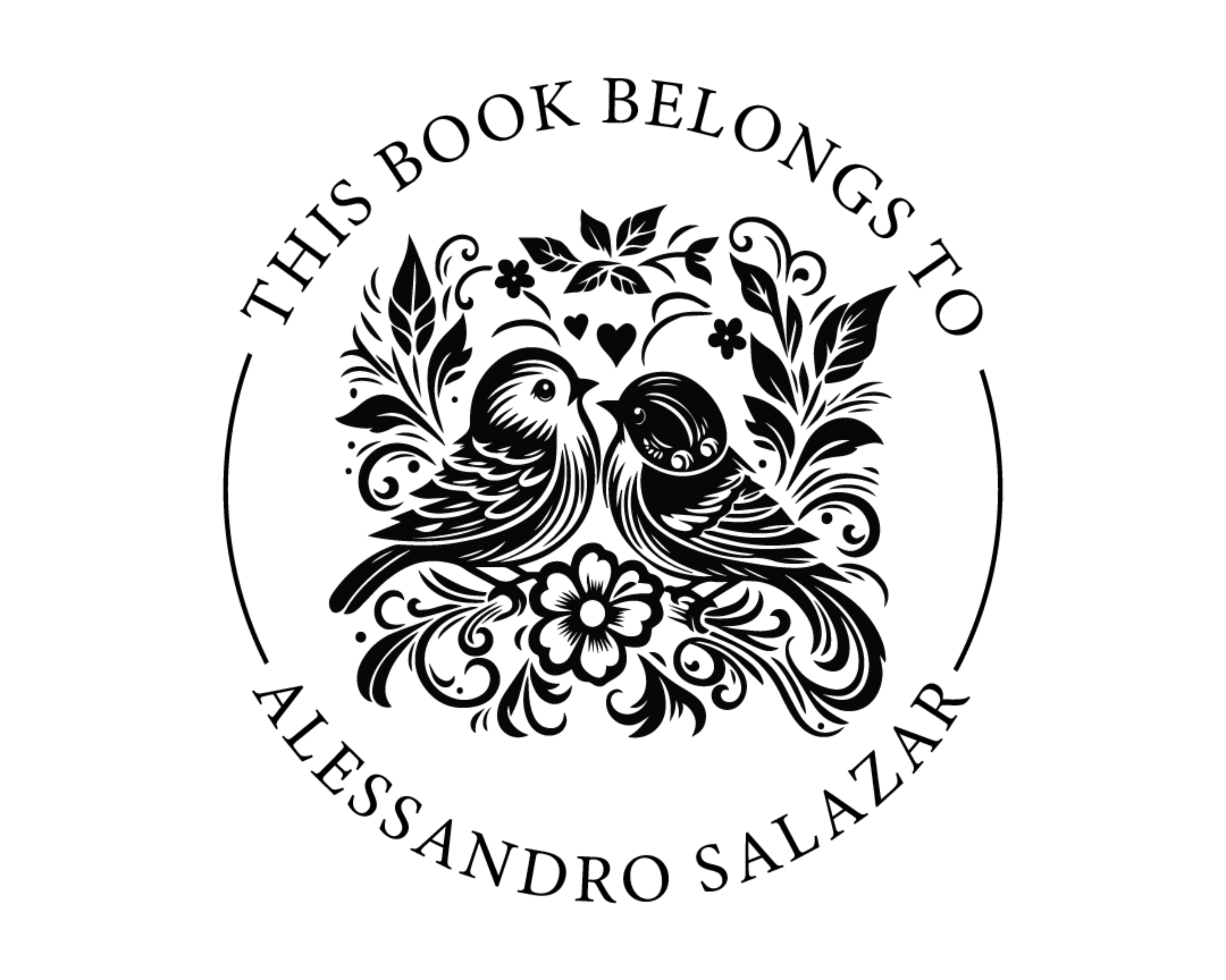 Birds Custom Name Book Stamp - ABC-69