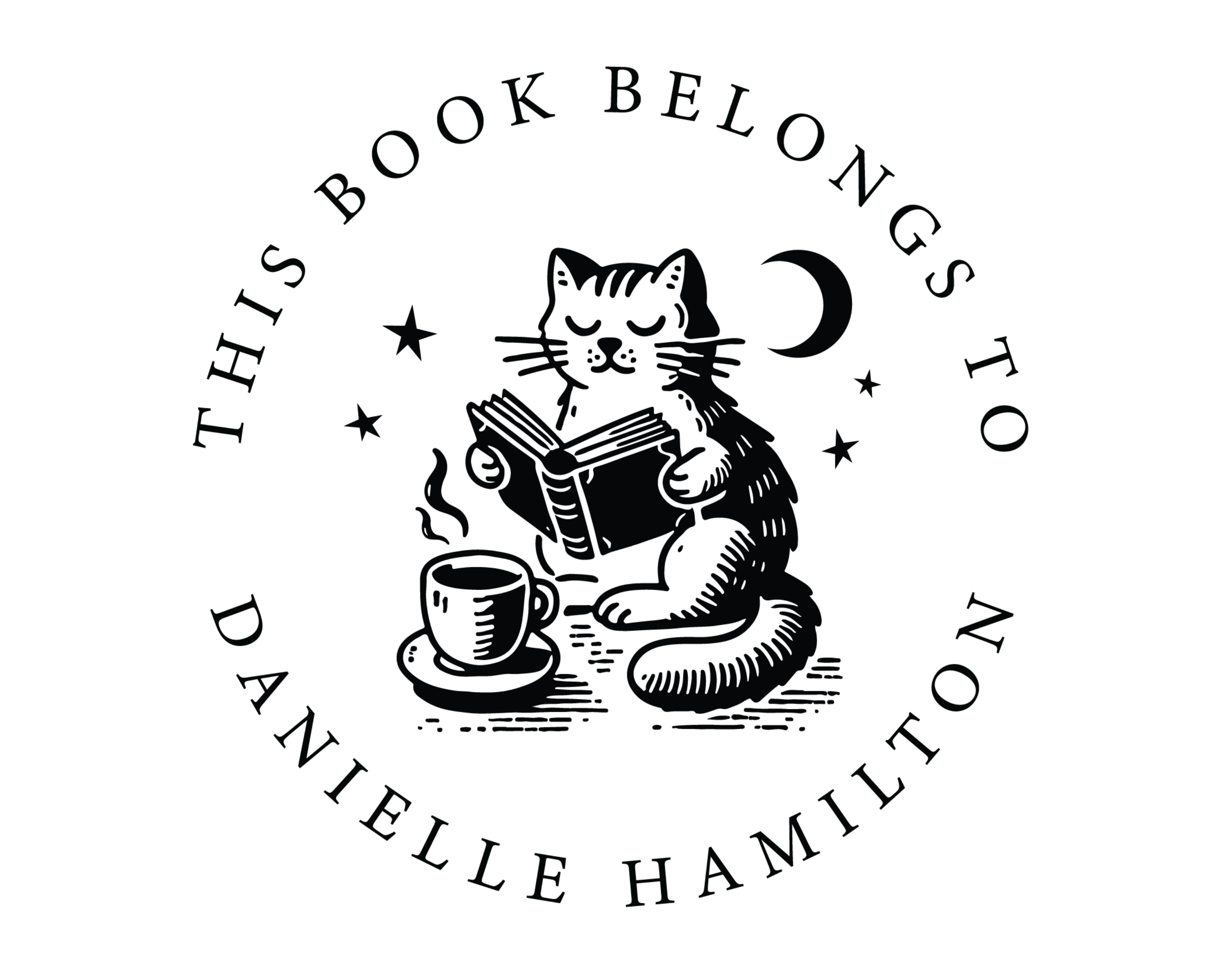 Cat Custom Name Book Stamp - BSTF-16