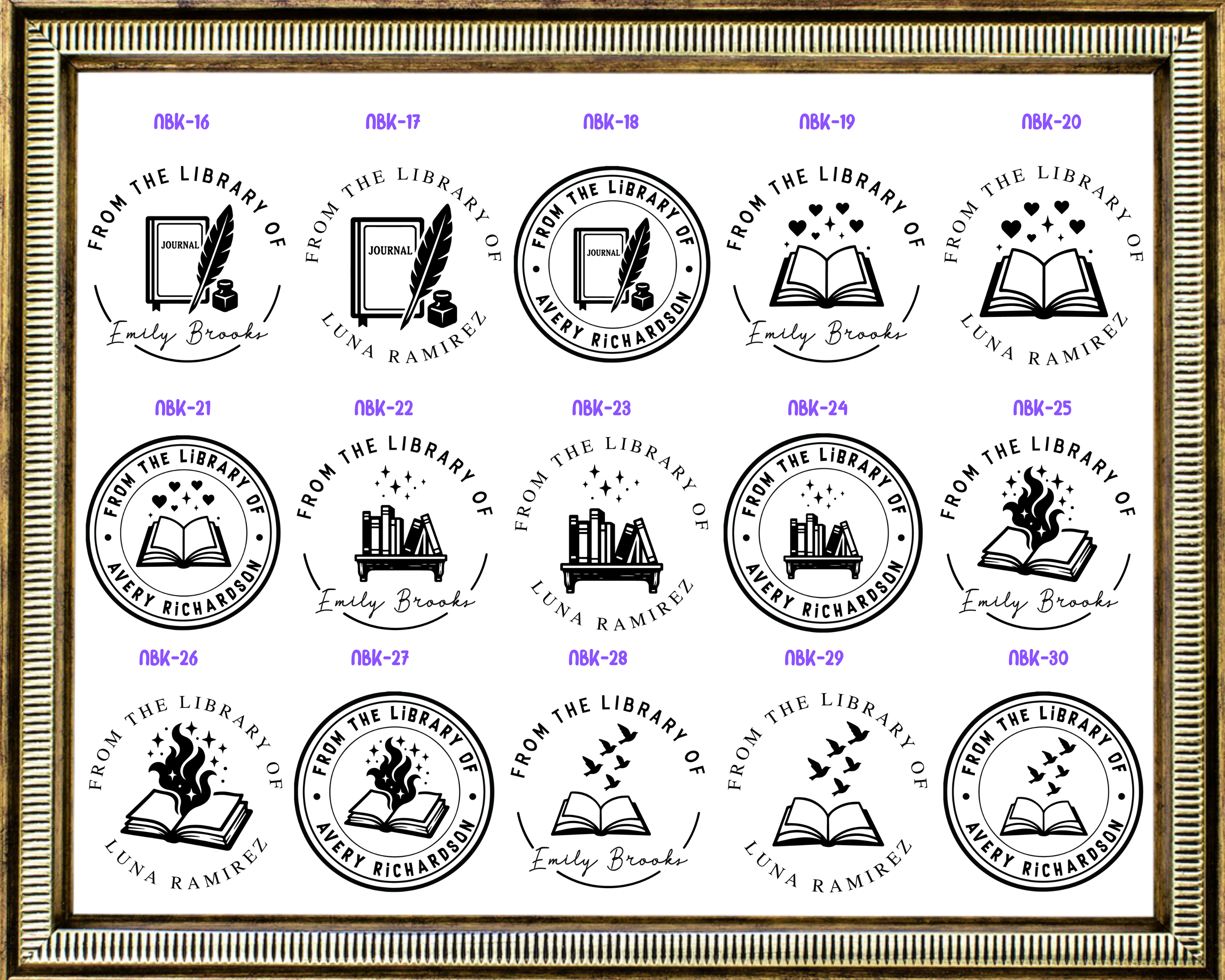 Custom Book Themed Book Stamp or Embosser – 40 mm Round