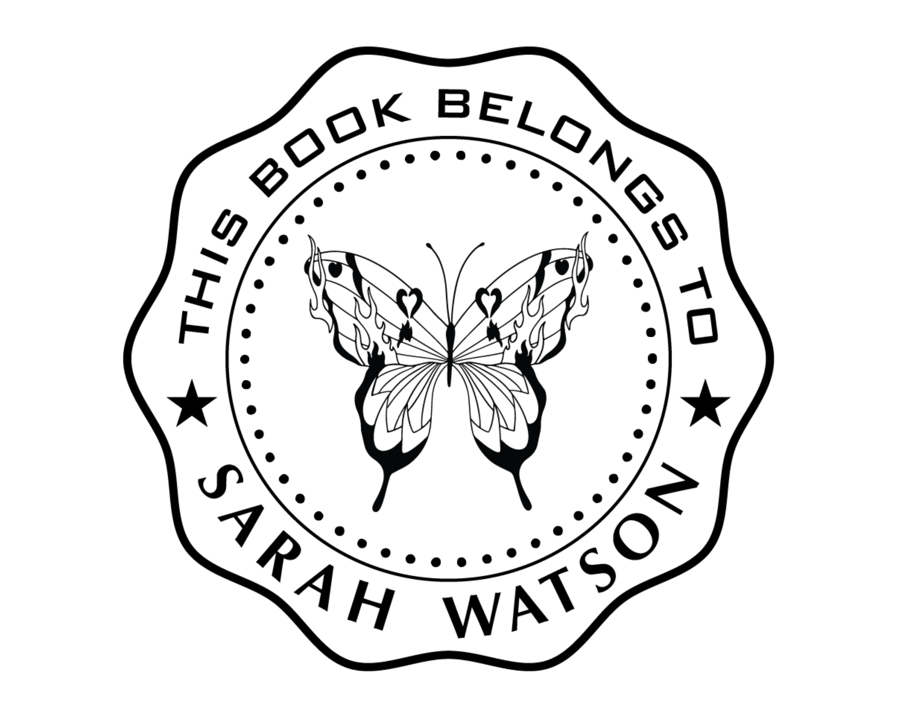 Butterfly Custom Name Book Stamp - EL60