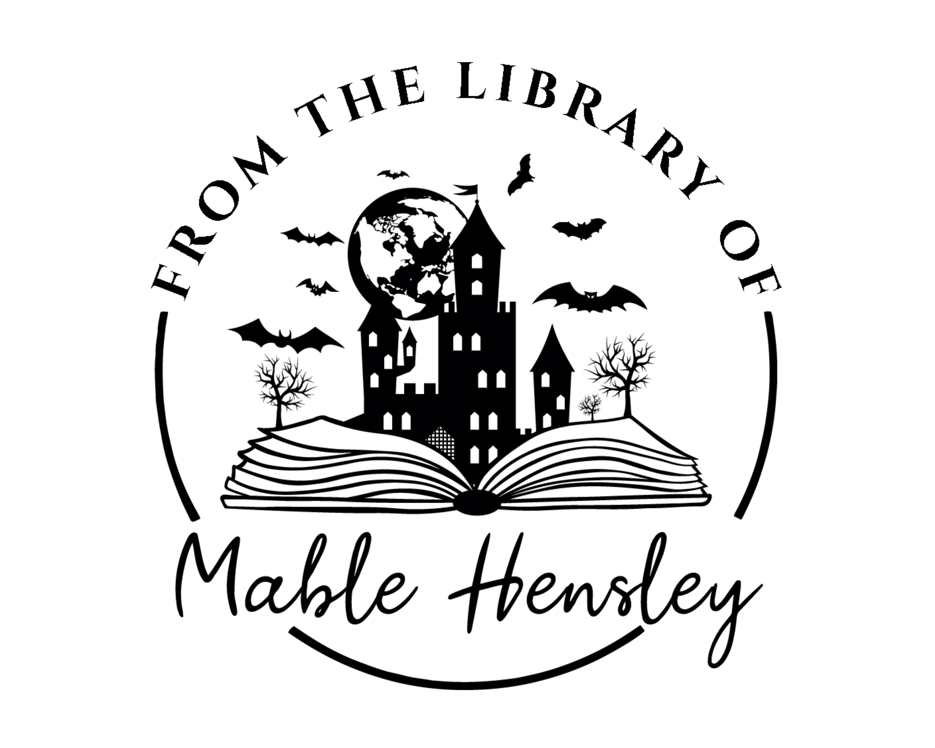 Halloween Custom Name Book Stamp - JB-Bat1