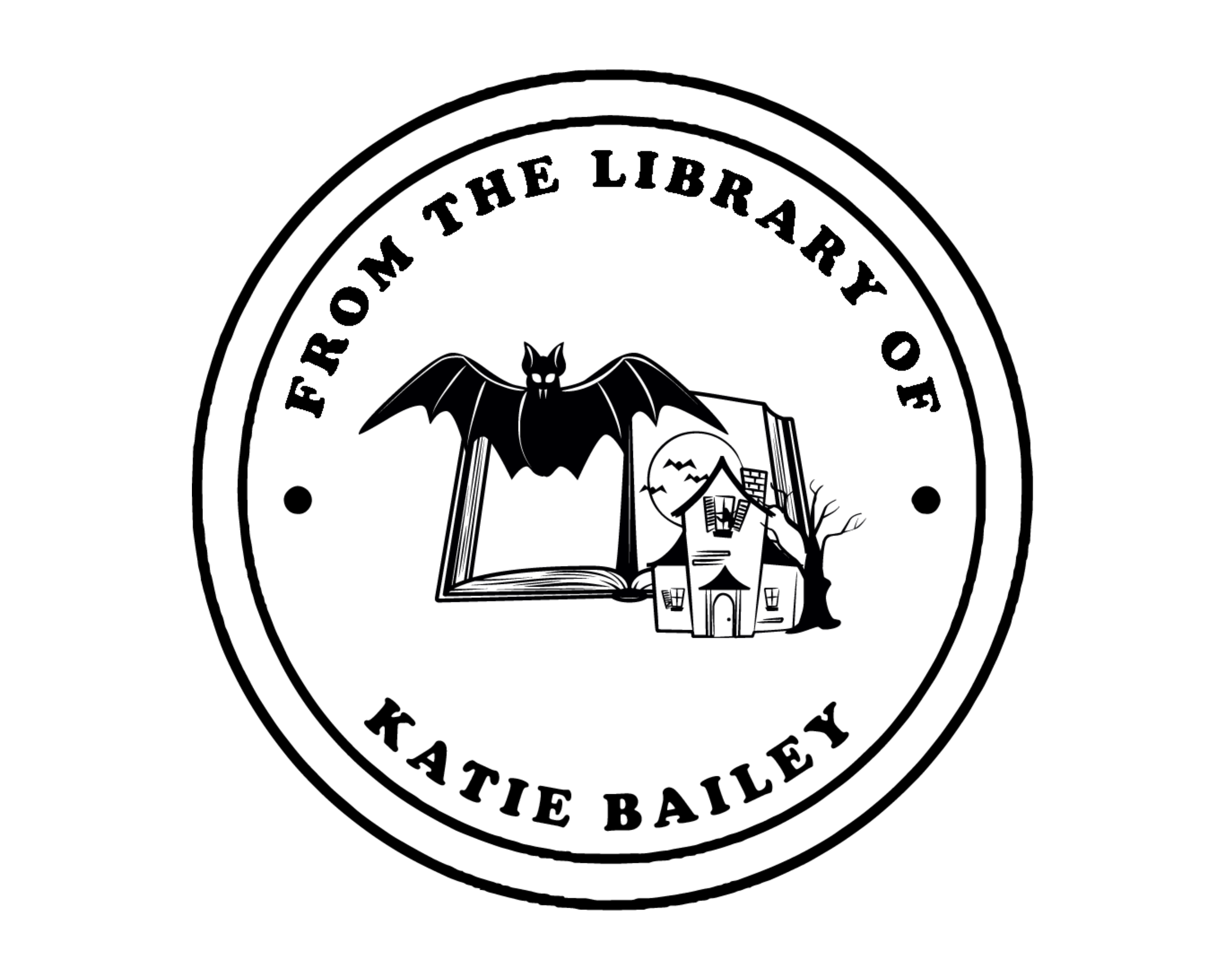 Halloween Custom Name Book Stamp - JB-Bat2