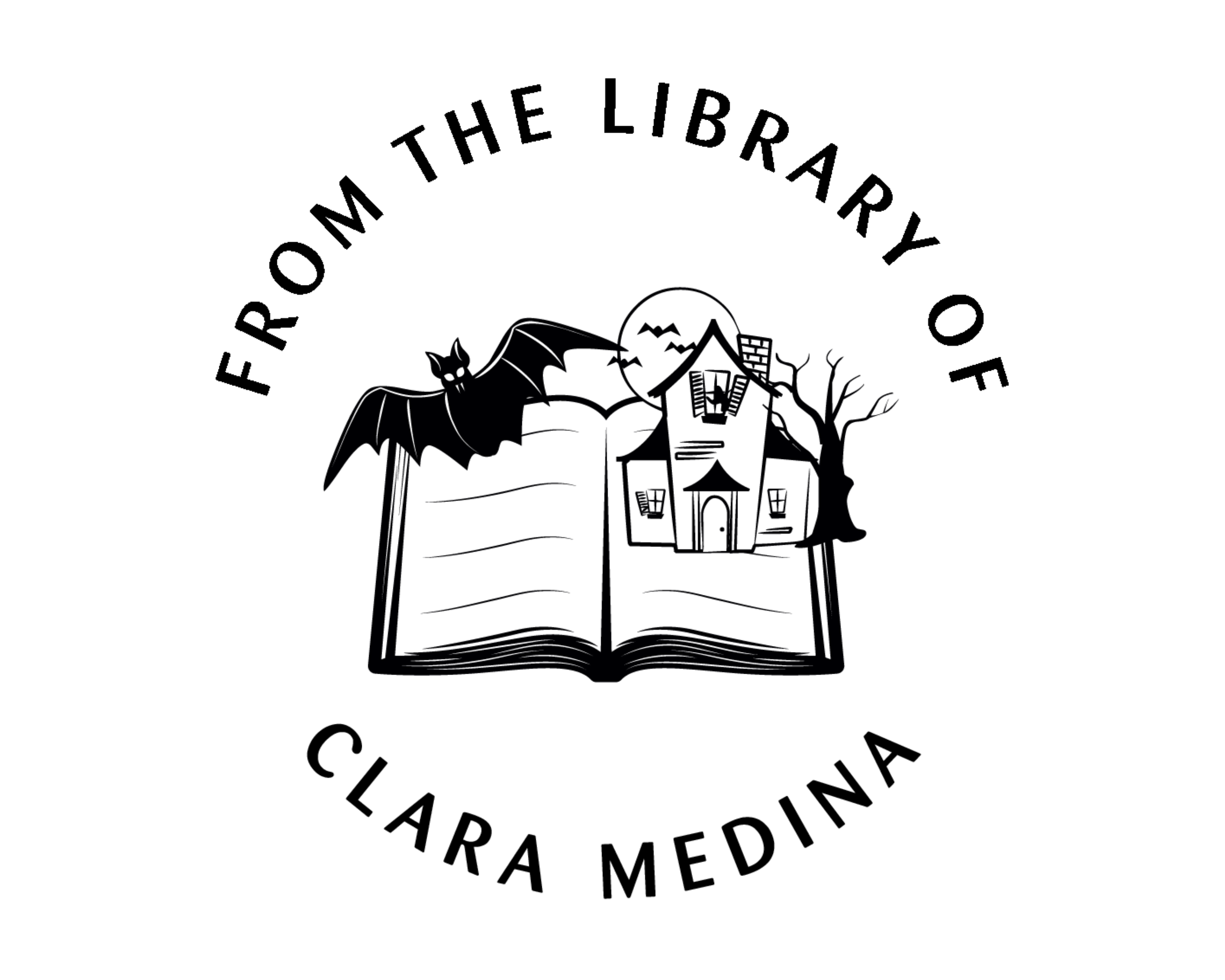 Halloween Custom Name Book Stamp - JB-Bat3