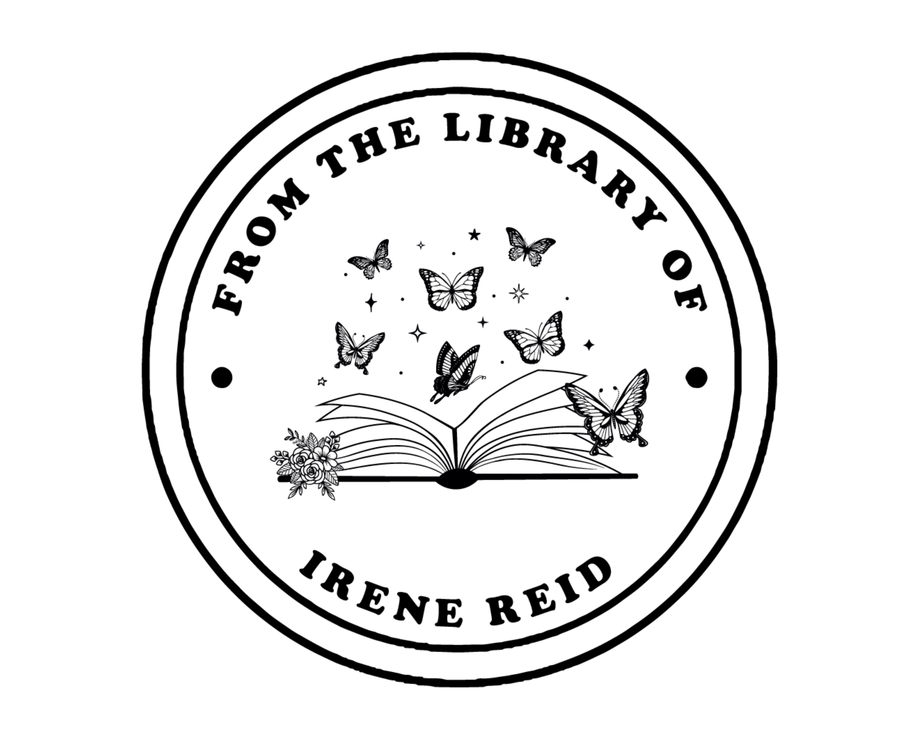 Butterfly Custom Name Book Stamp - JB-Butterfly2