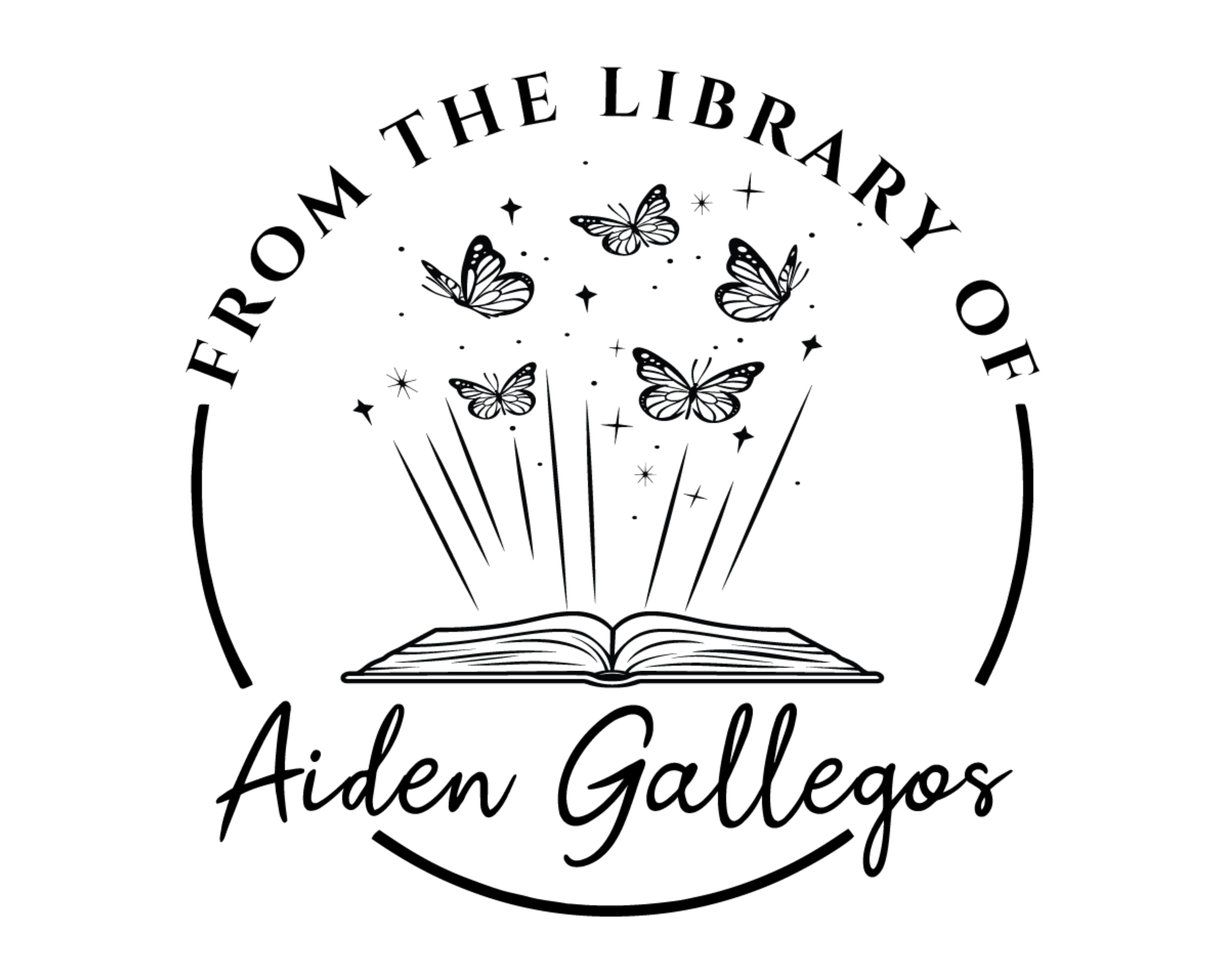 Butterfly Custom Name Book Stamp - JB-Butterfly4