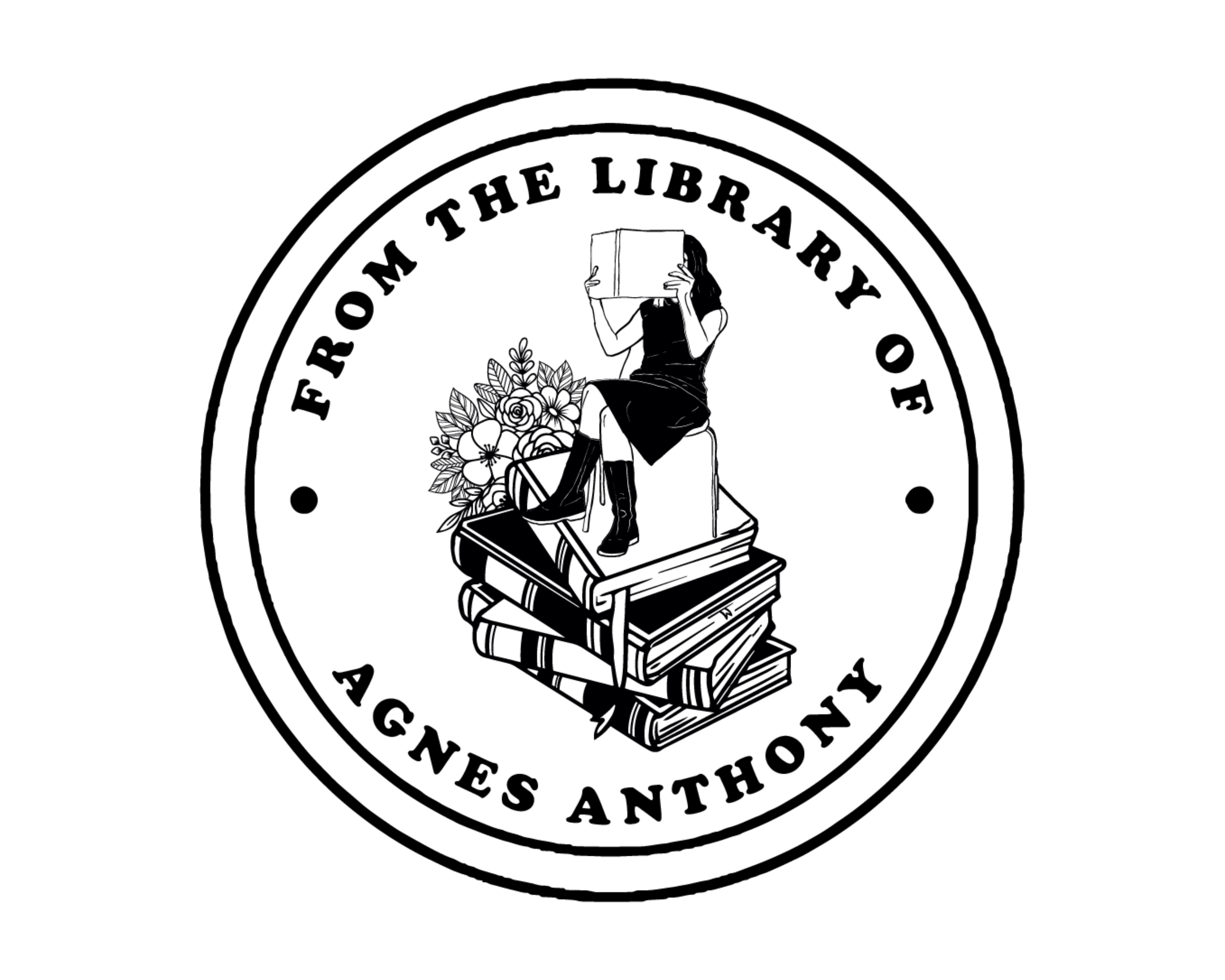 Girl Custom Name Book Stamp - JB-Floral12