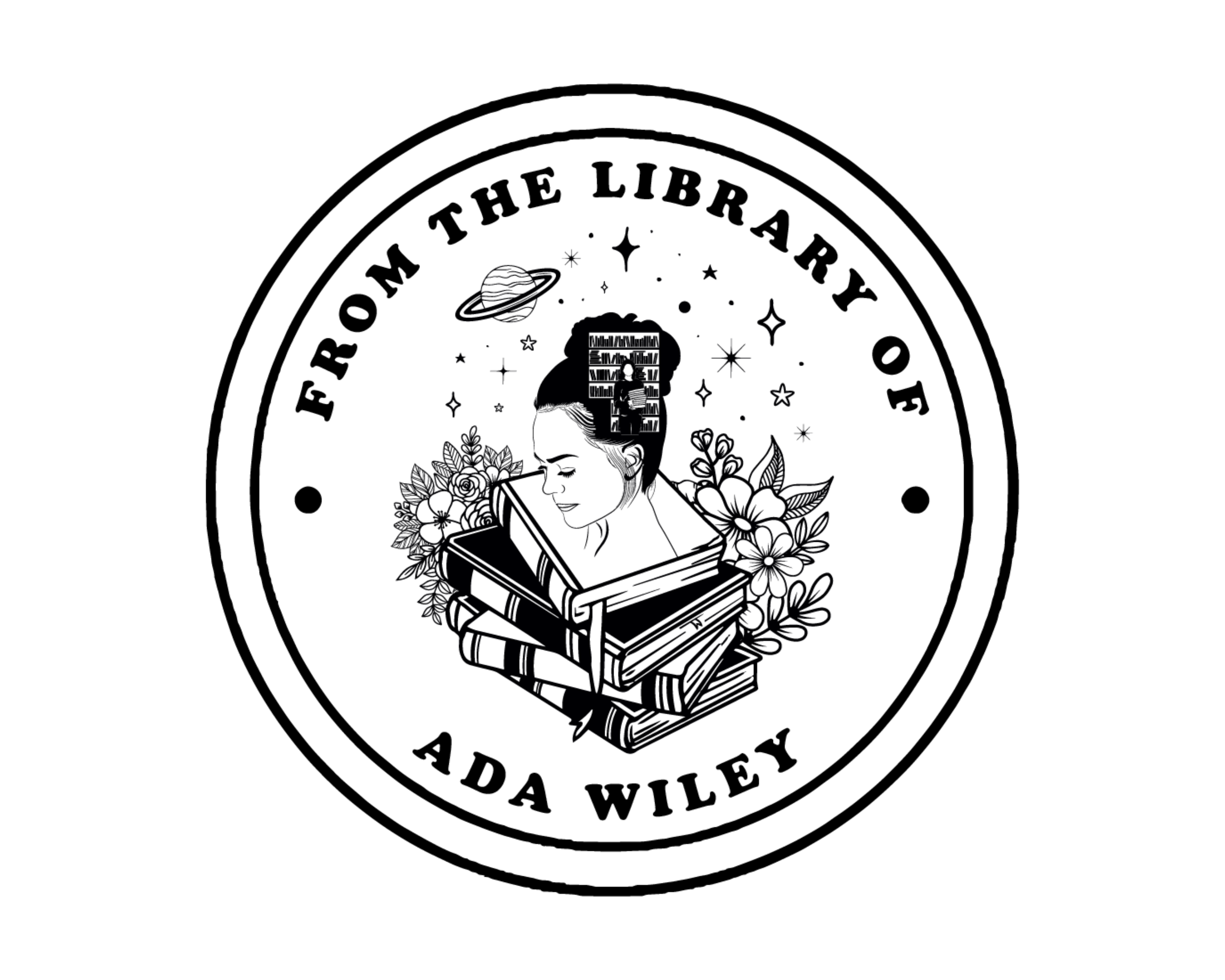 Girl Custom Name Book Stamp - JB-Floral20