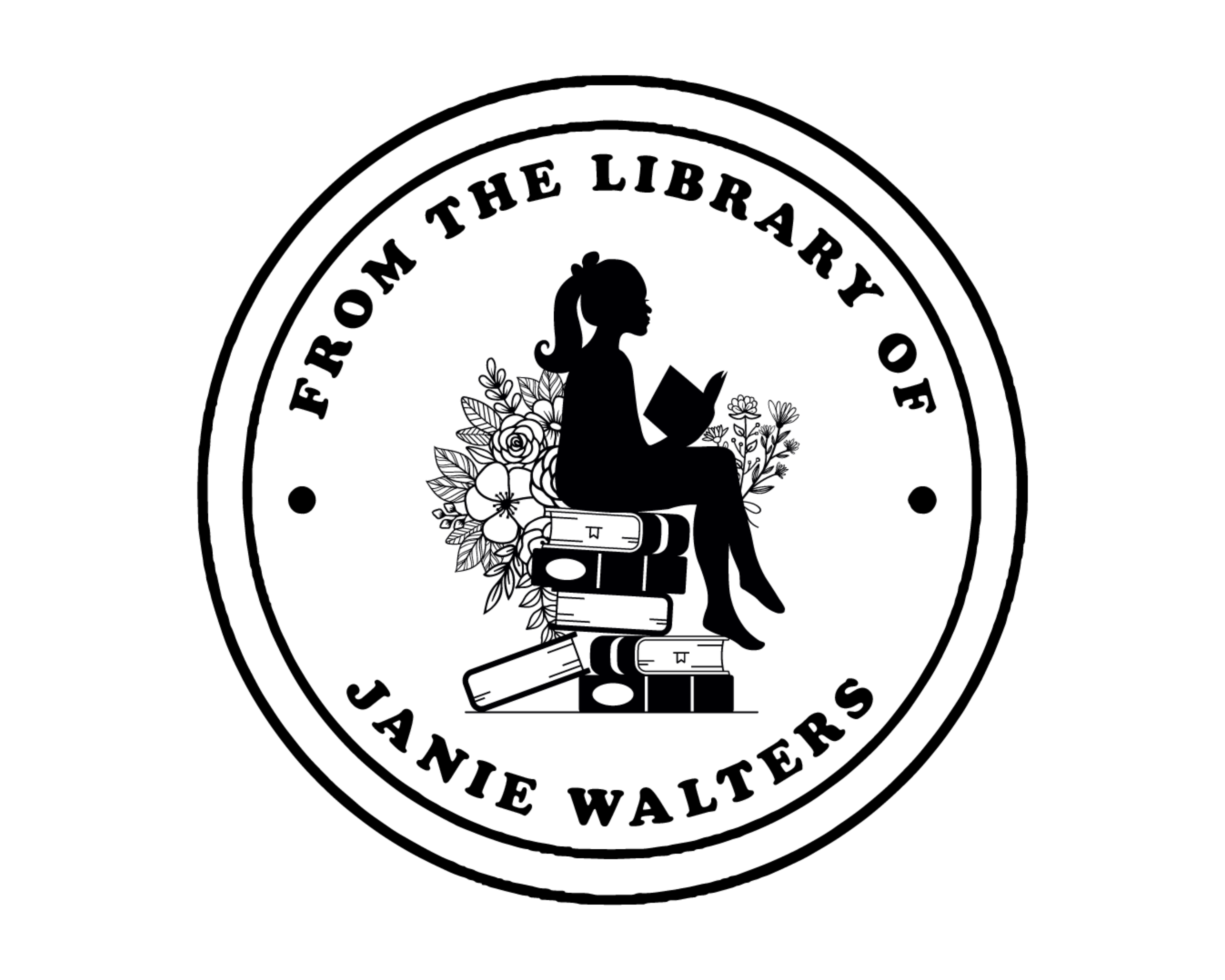 Girl Custom Name Book Stamp - JB-Floral8