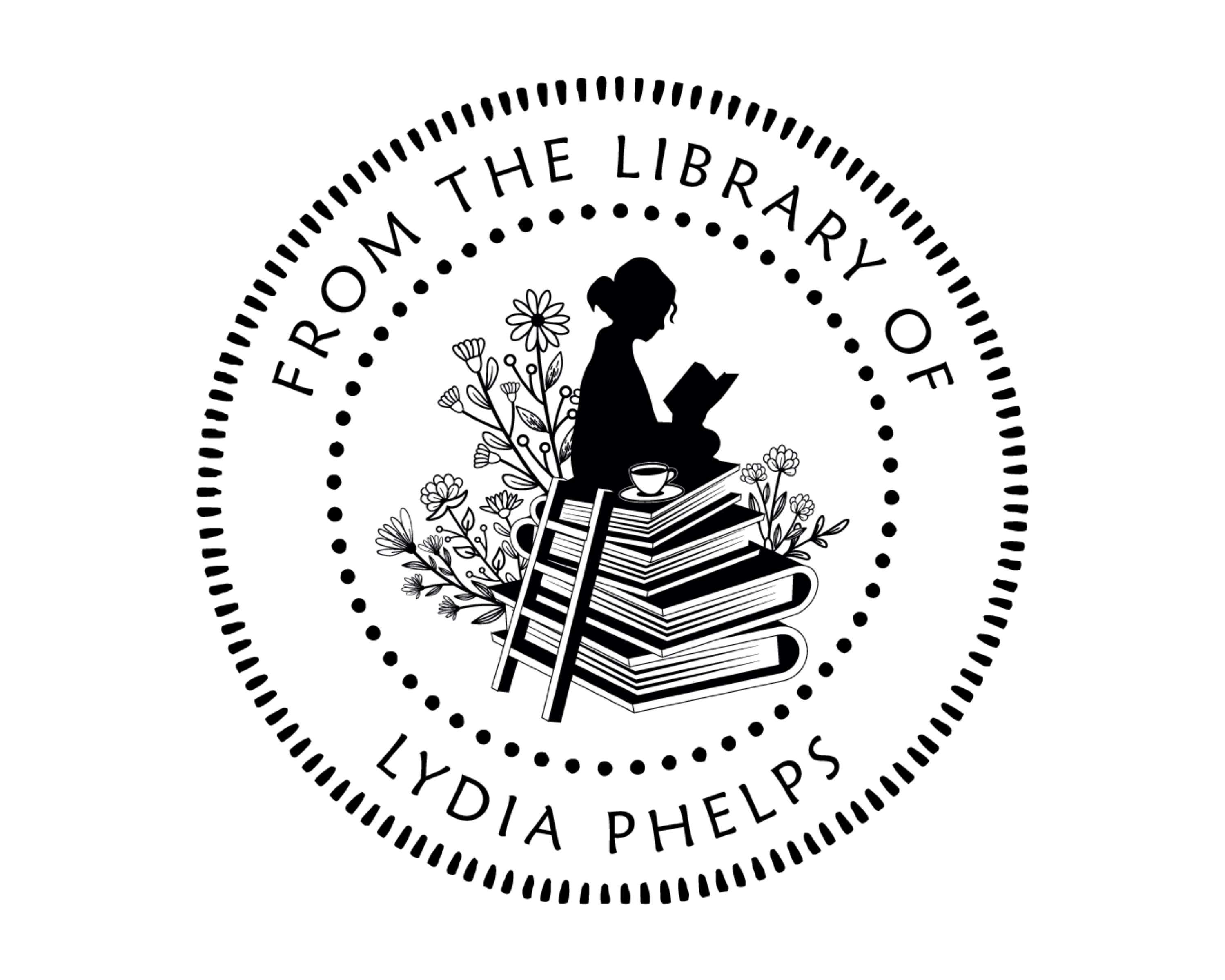 Girl Custom Name Book Stamp - JB-Floral9