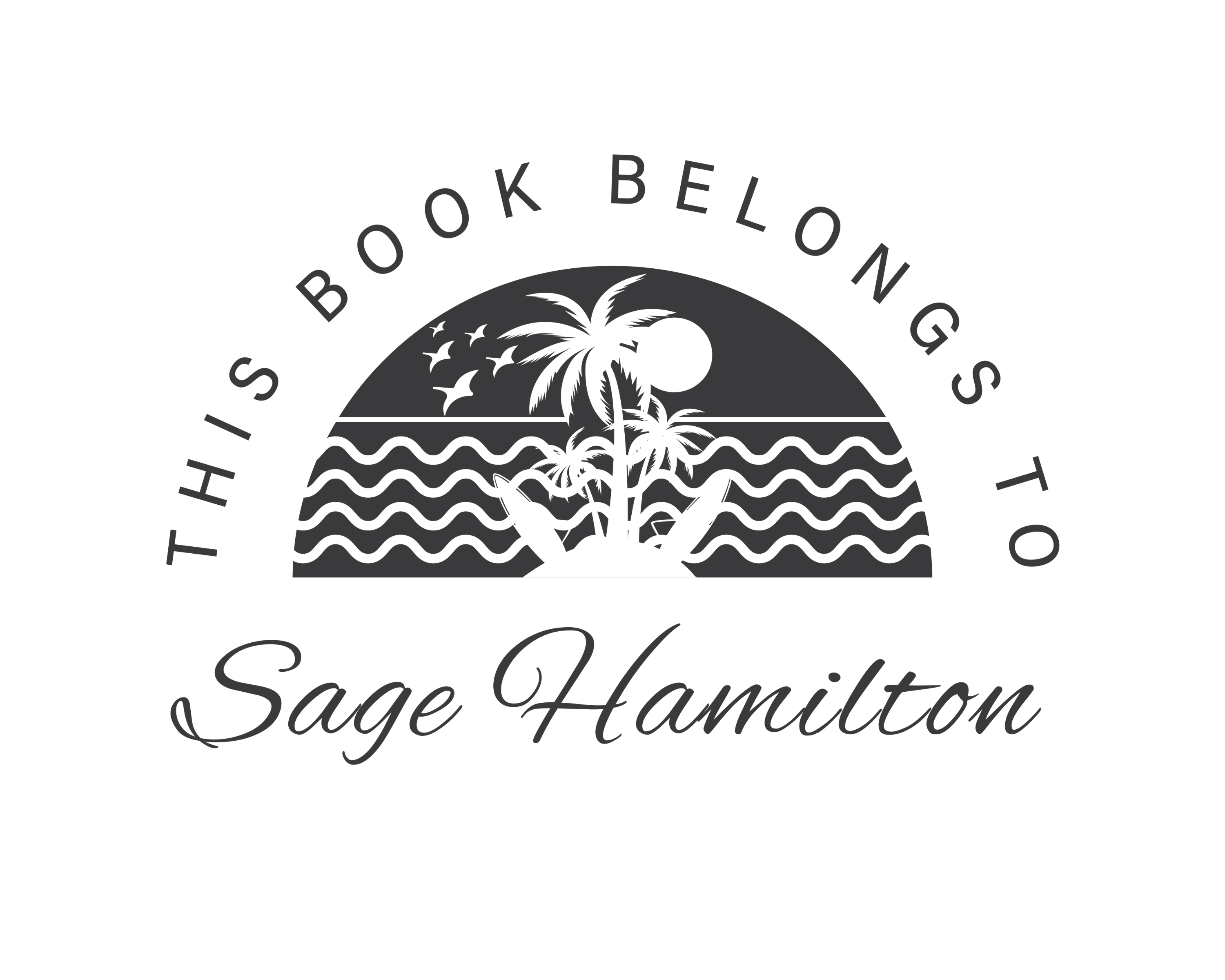 Beach Custom Name Book Stamp - JL-BEACH14