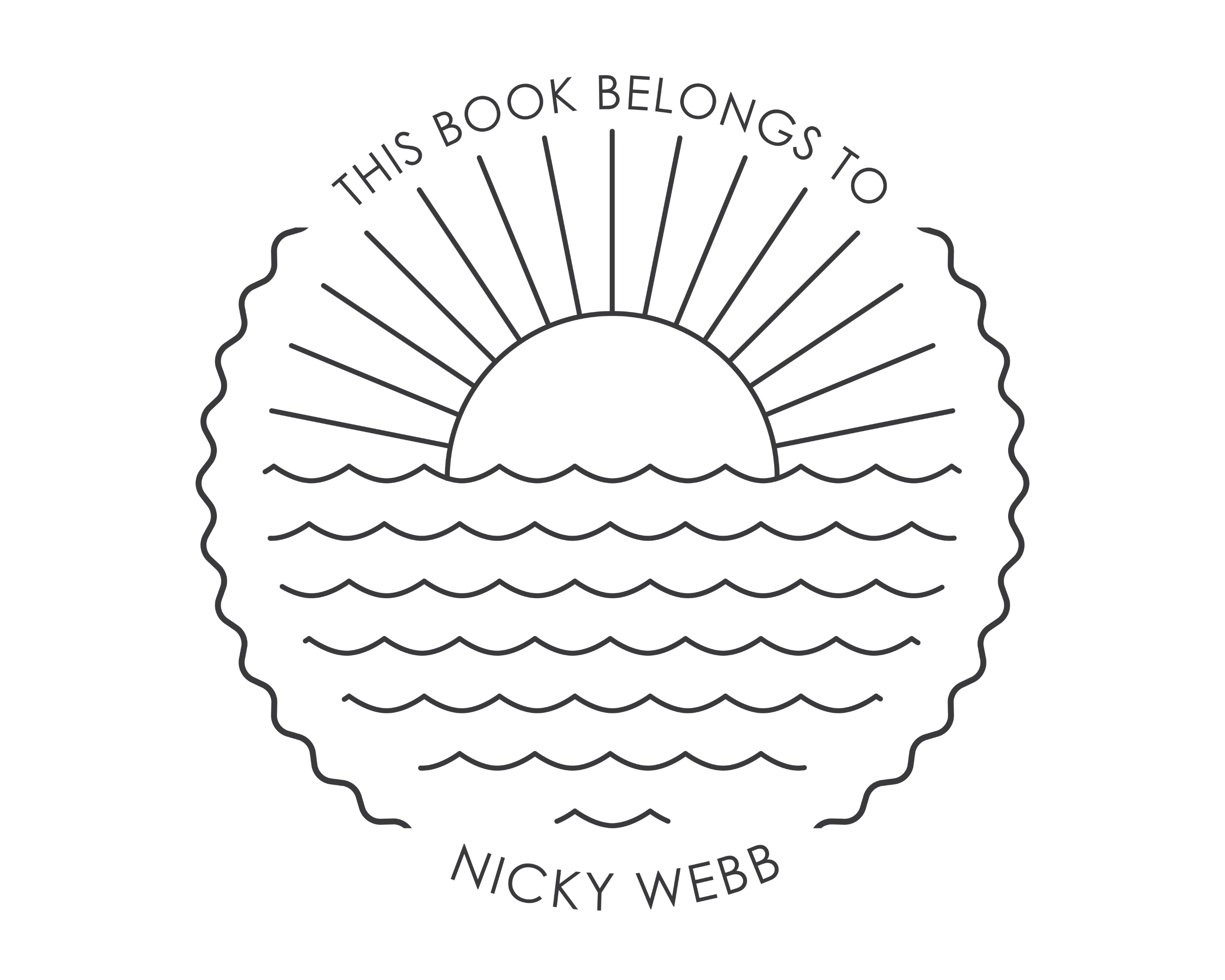 Beach Custom Name Book Stamp - JL-BEACH4