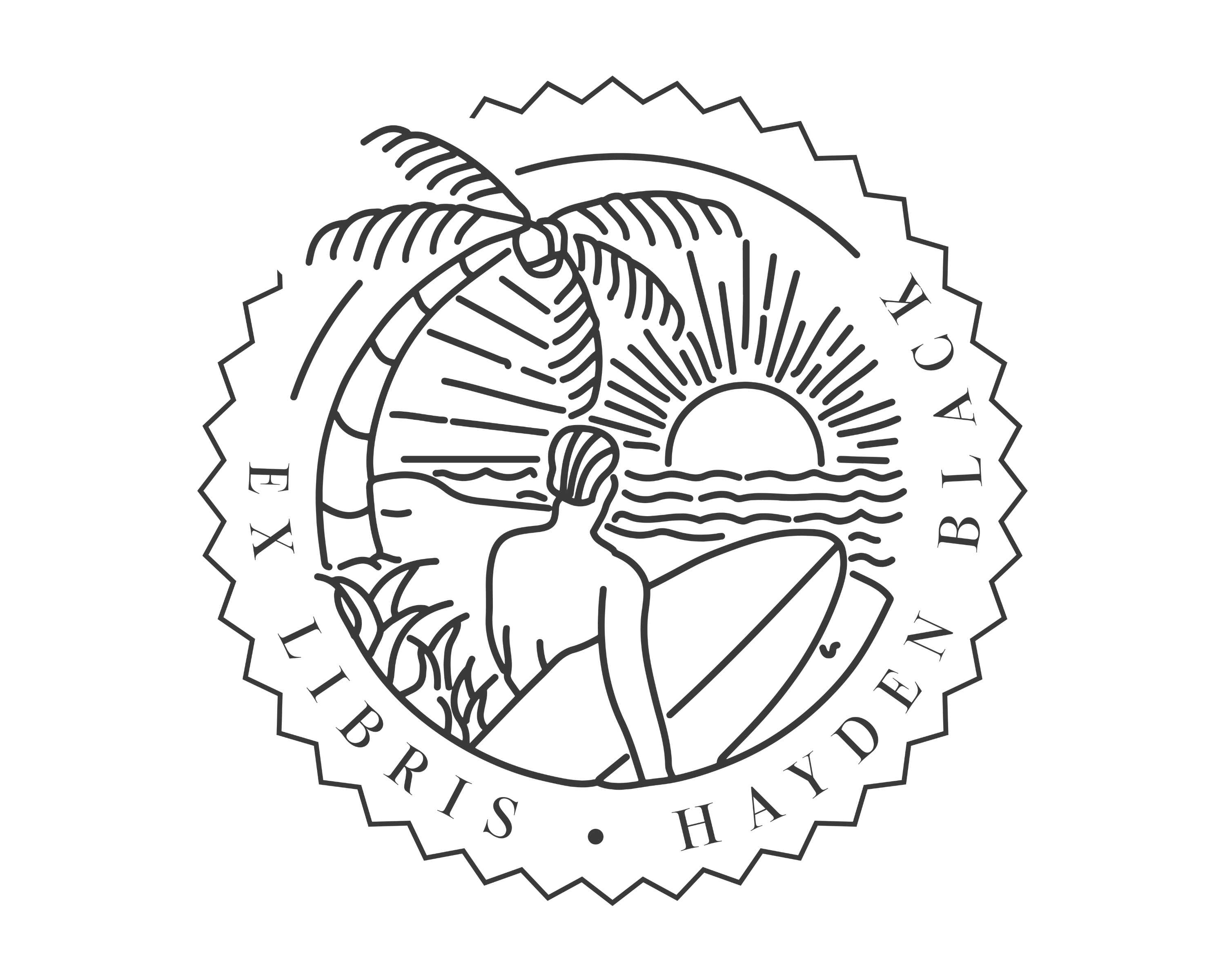 Beach Custom Name Book Stamp - JL-BEACH6