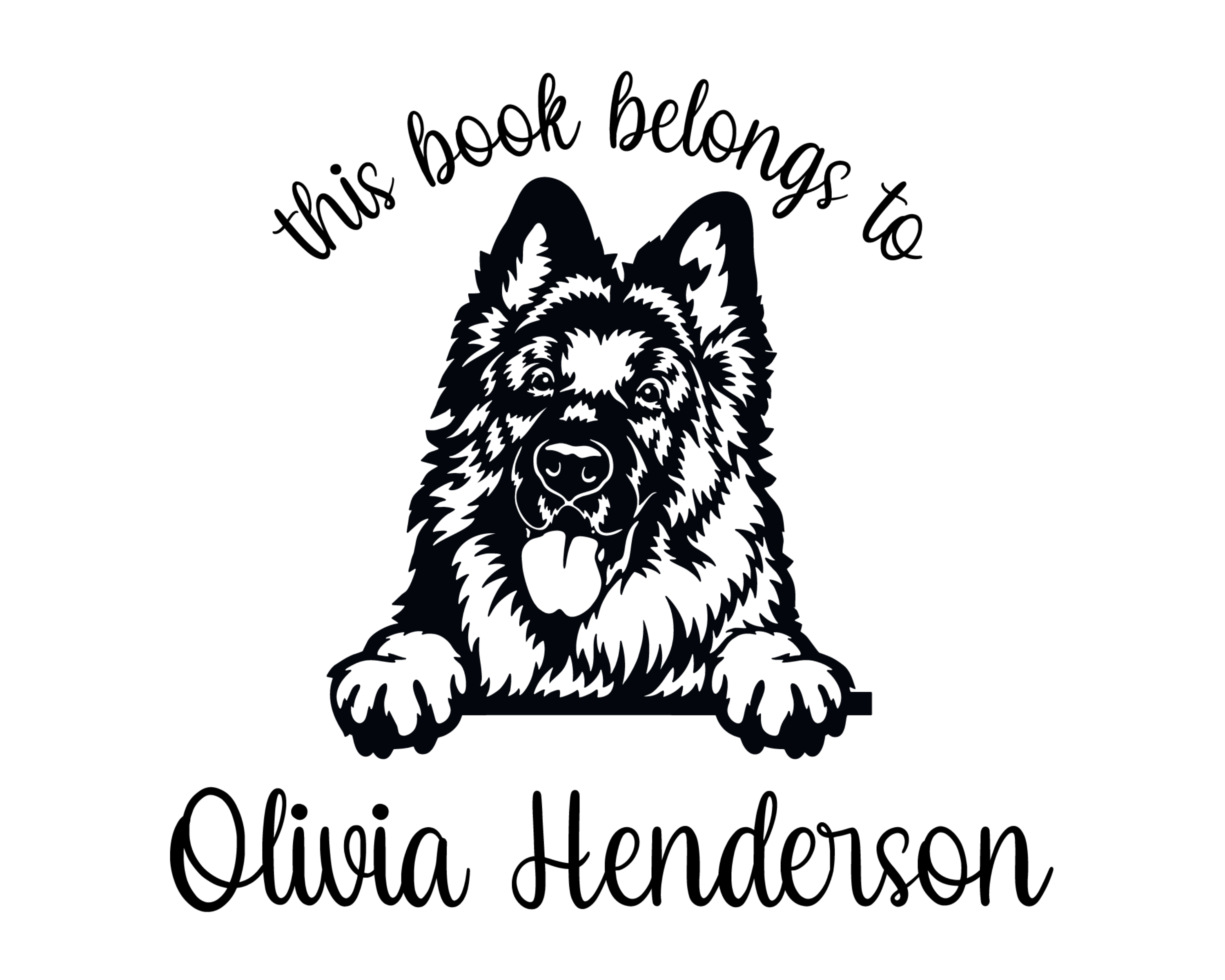 Dog Custom Name Book Stamp - JL-DOG13-GermanShepherd