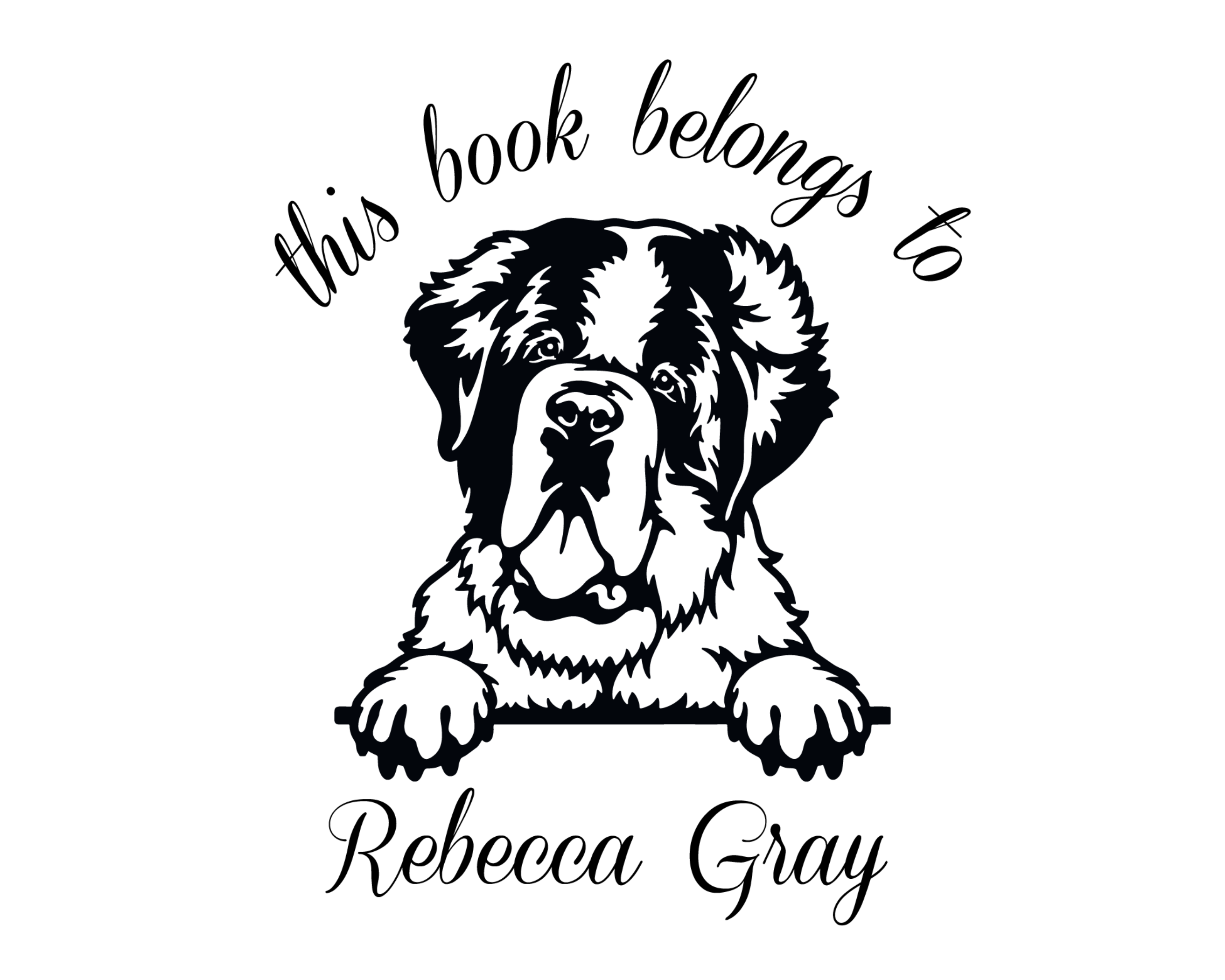 Dog Custom Name Book Stamp - JL-DOG35-StBernard