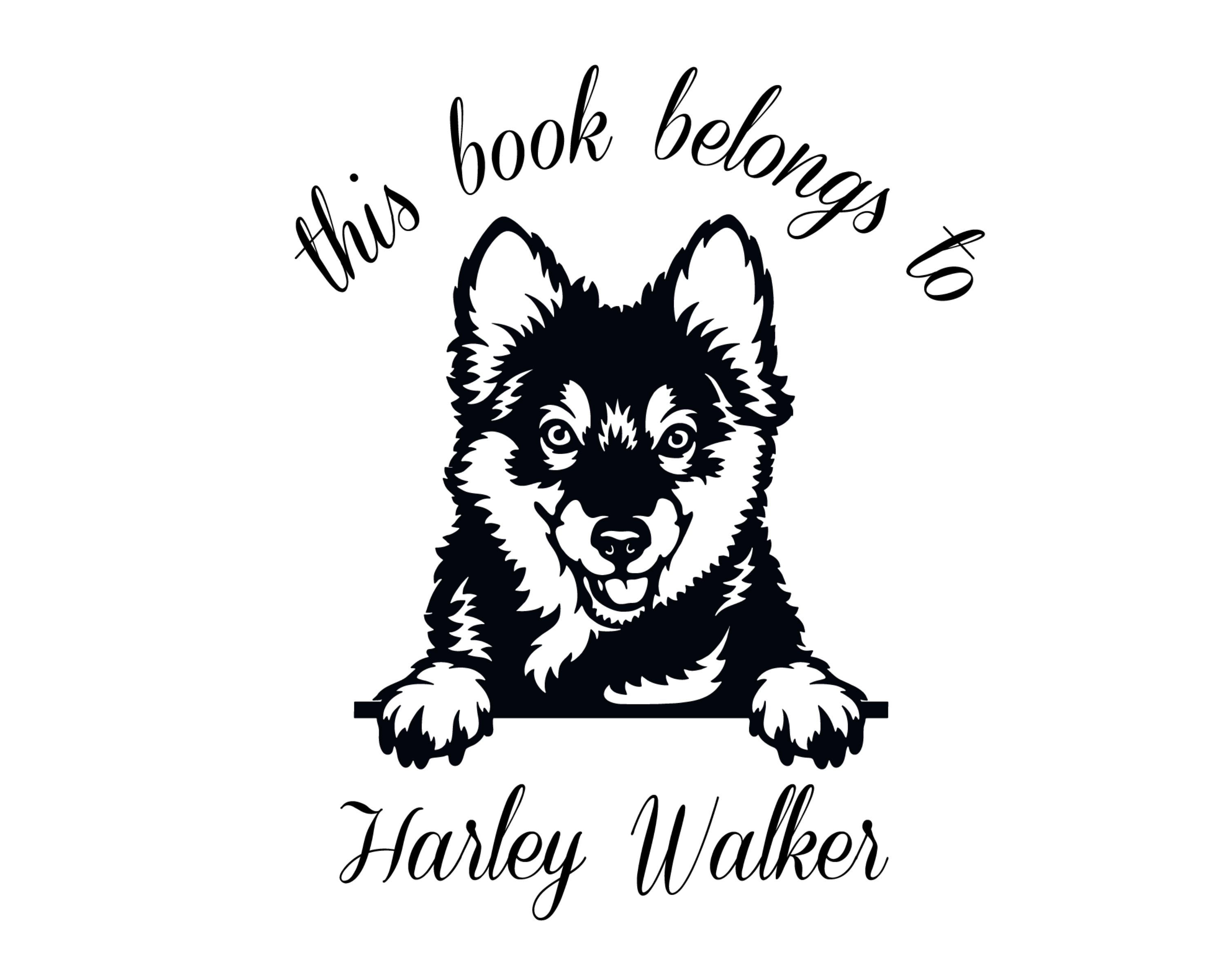 Dog Custom Name Book Stamp - JL-DOG42-PembrokeWelshCorgiPuppy