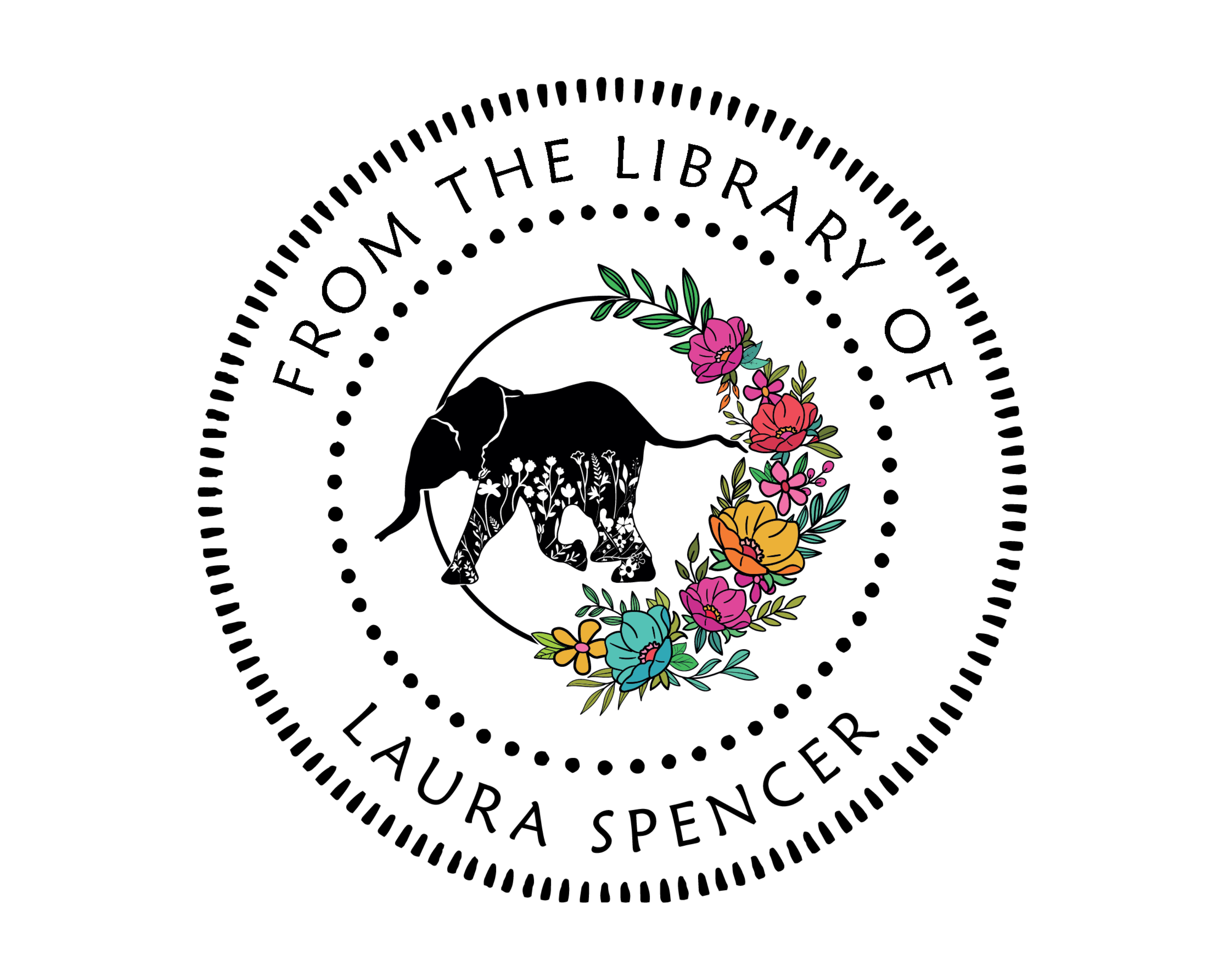 Elephants Custom Name Book Stamp - JL-Elephants2