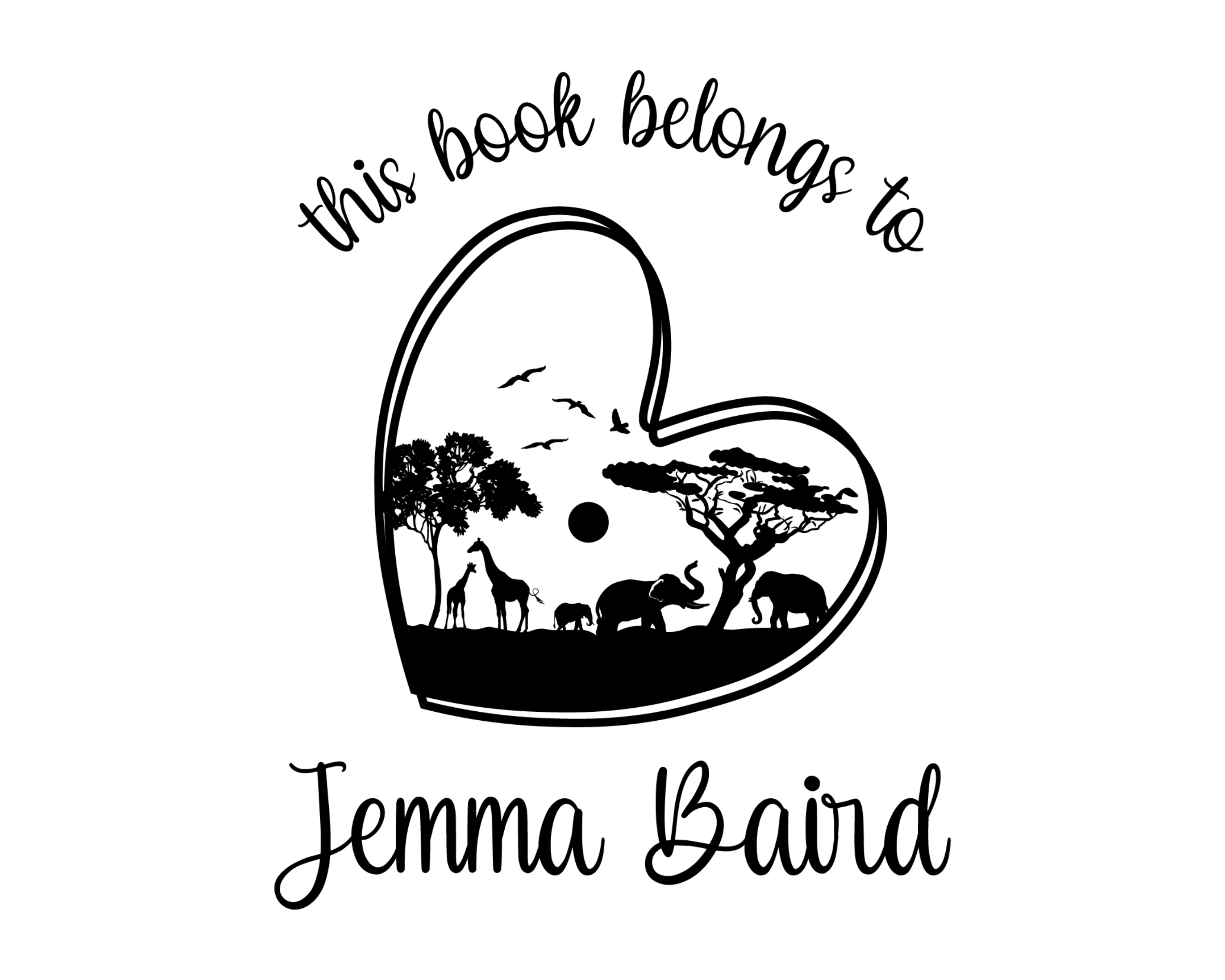 Elephants Custom Name Book Stamp - JL-Elephants7