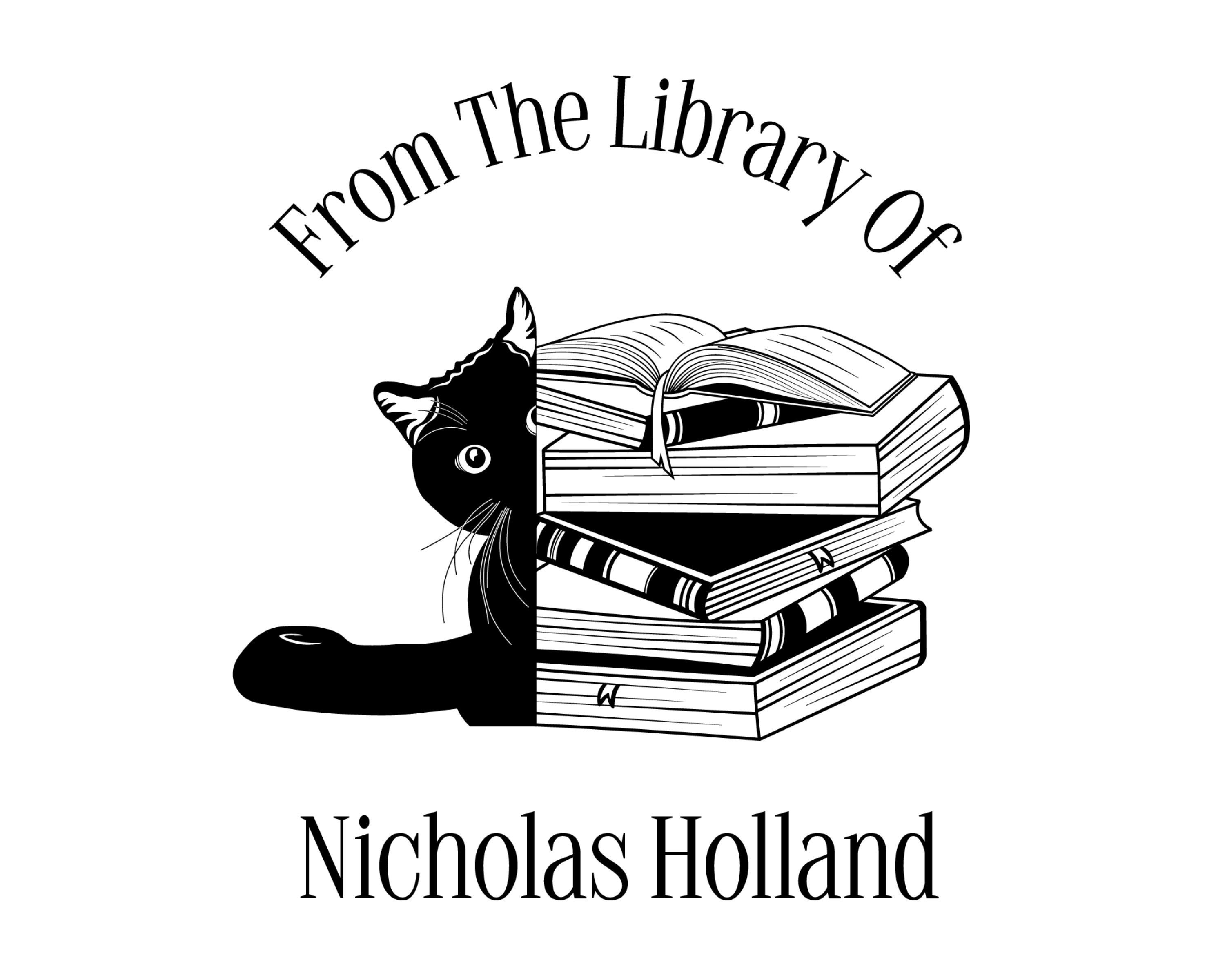 Cat Custom Name Book Stamp - JL-FloralCats13