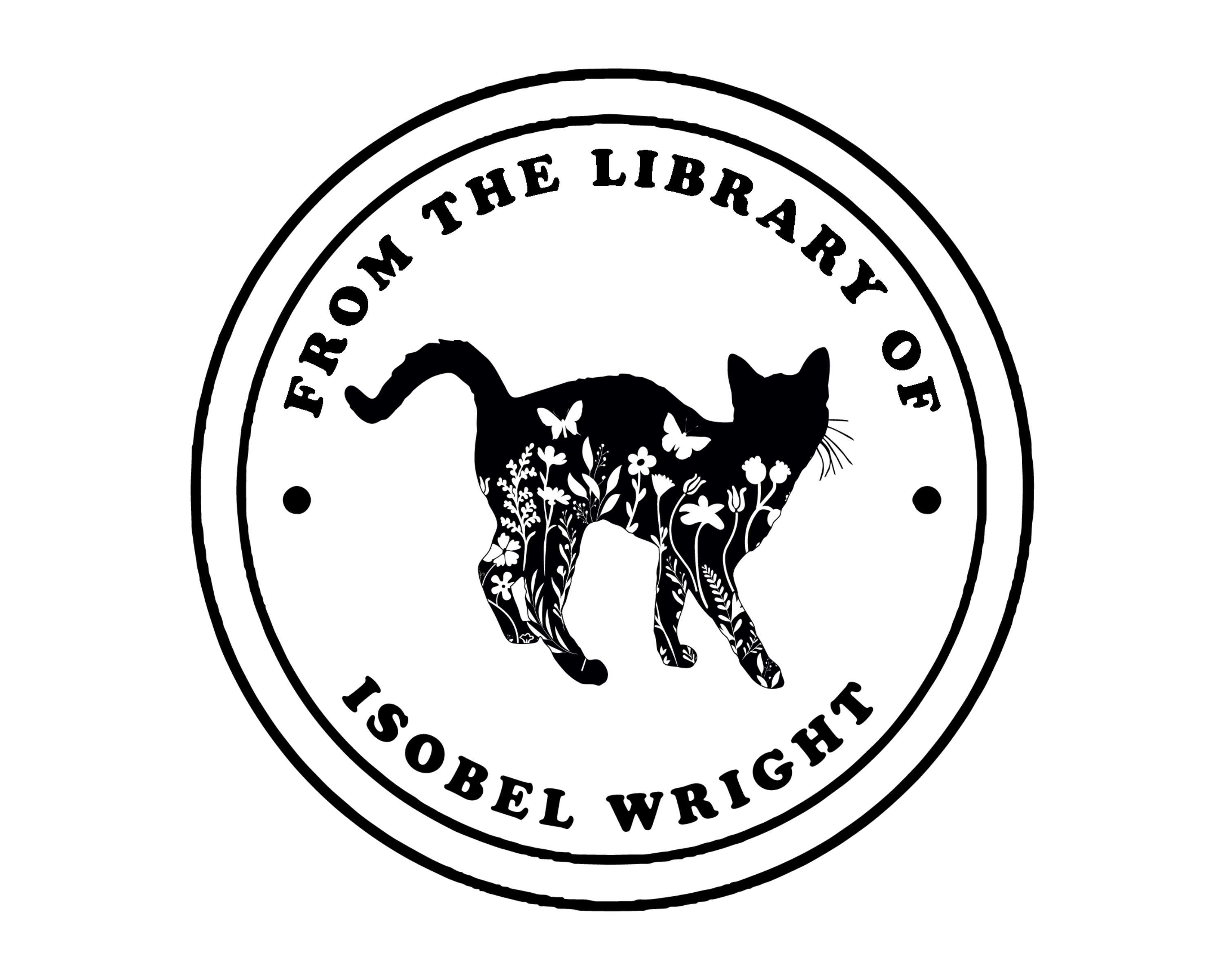 Cat Custom Name Book Stamp - JL-FloralCats19