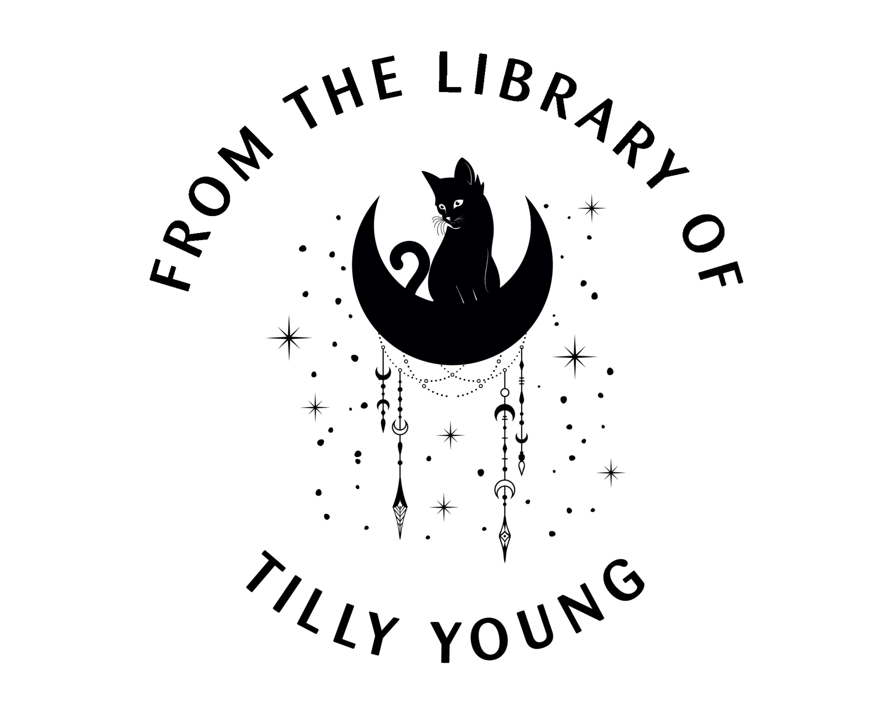 Cat Custom Name Book Stamp - JL-FloralCats1