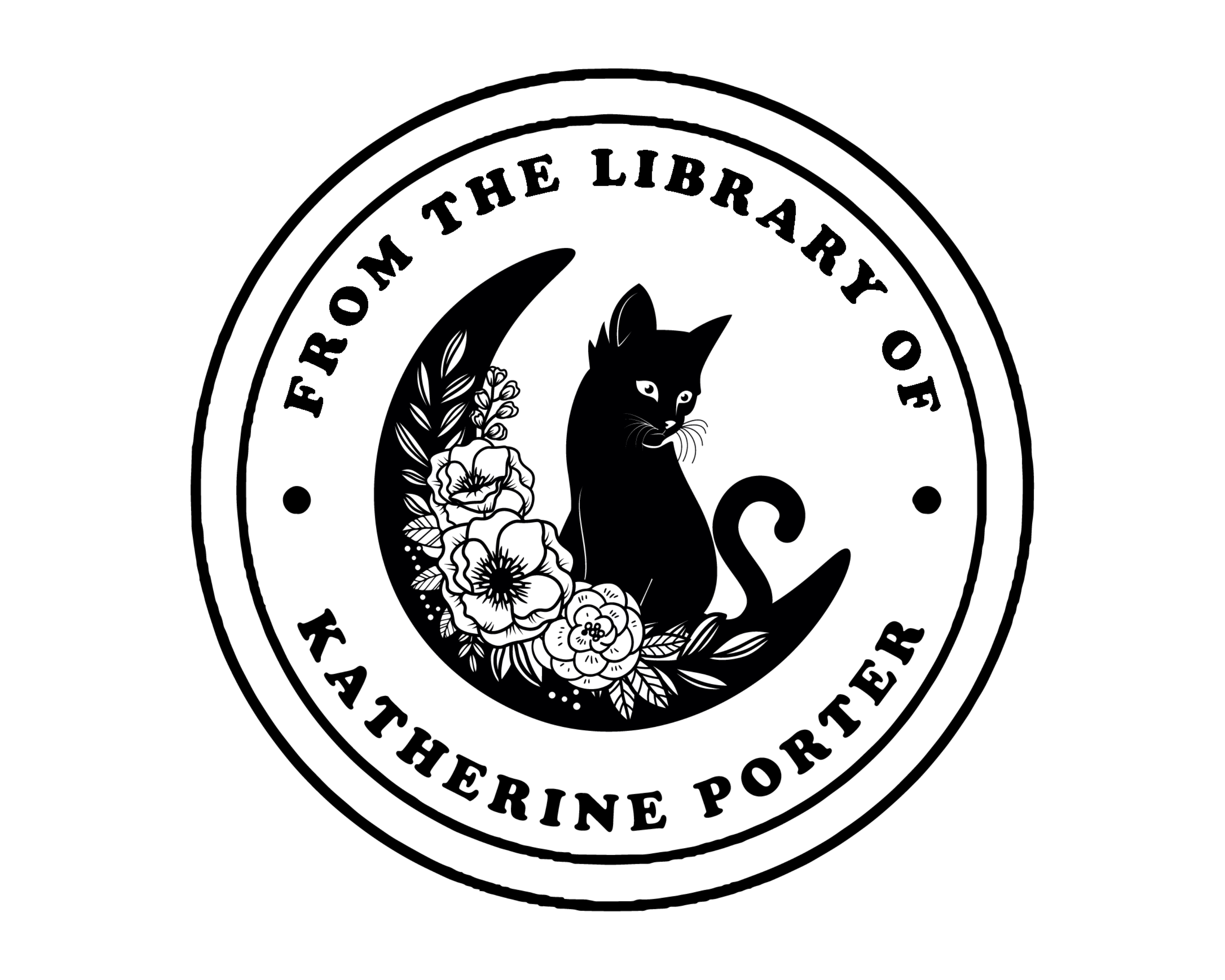 Cat Custom Name Book Stamp - JL-FloralCats26