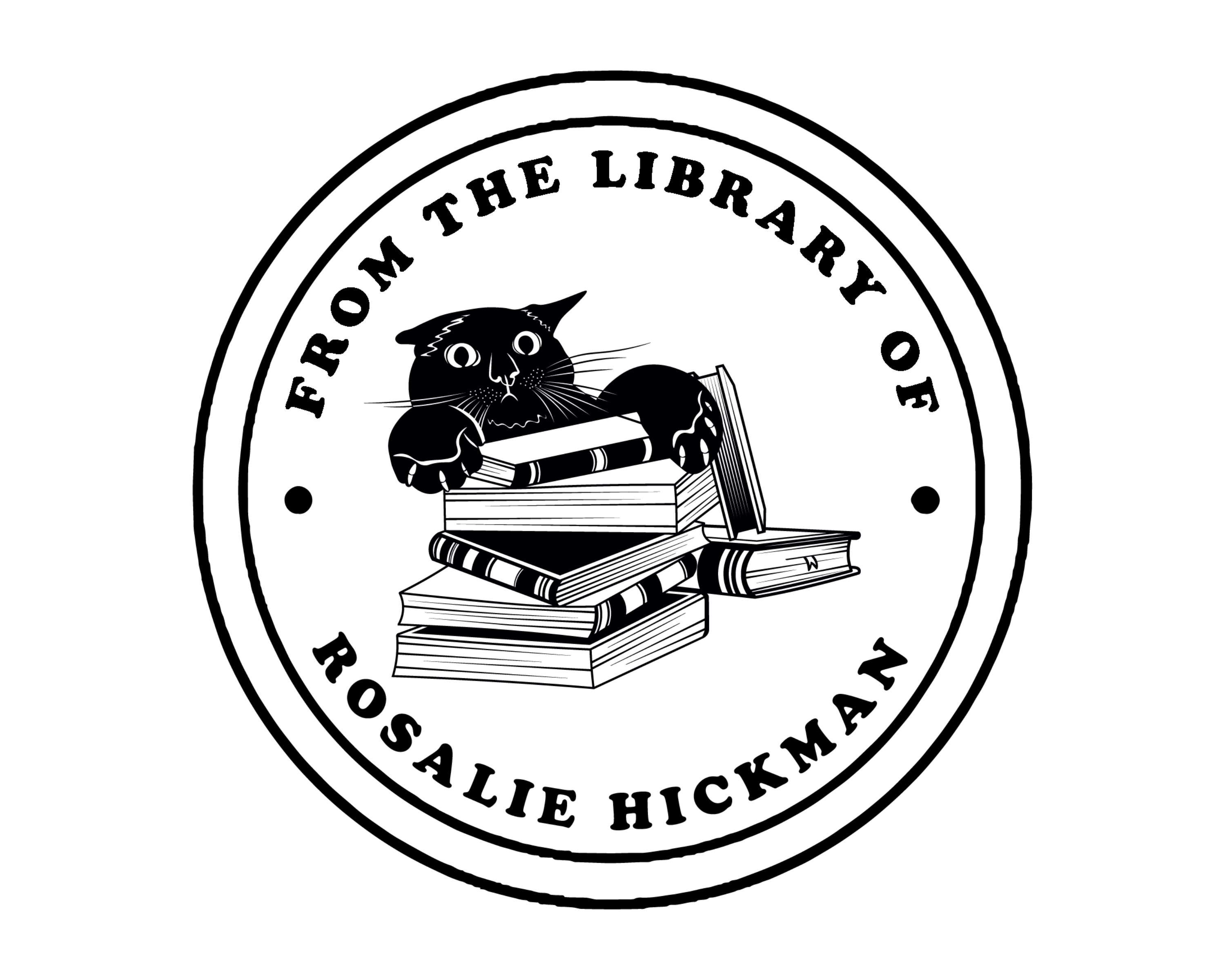 Cat Custom Name Book Stamp - JL-FloralCats33