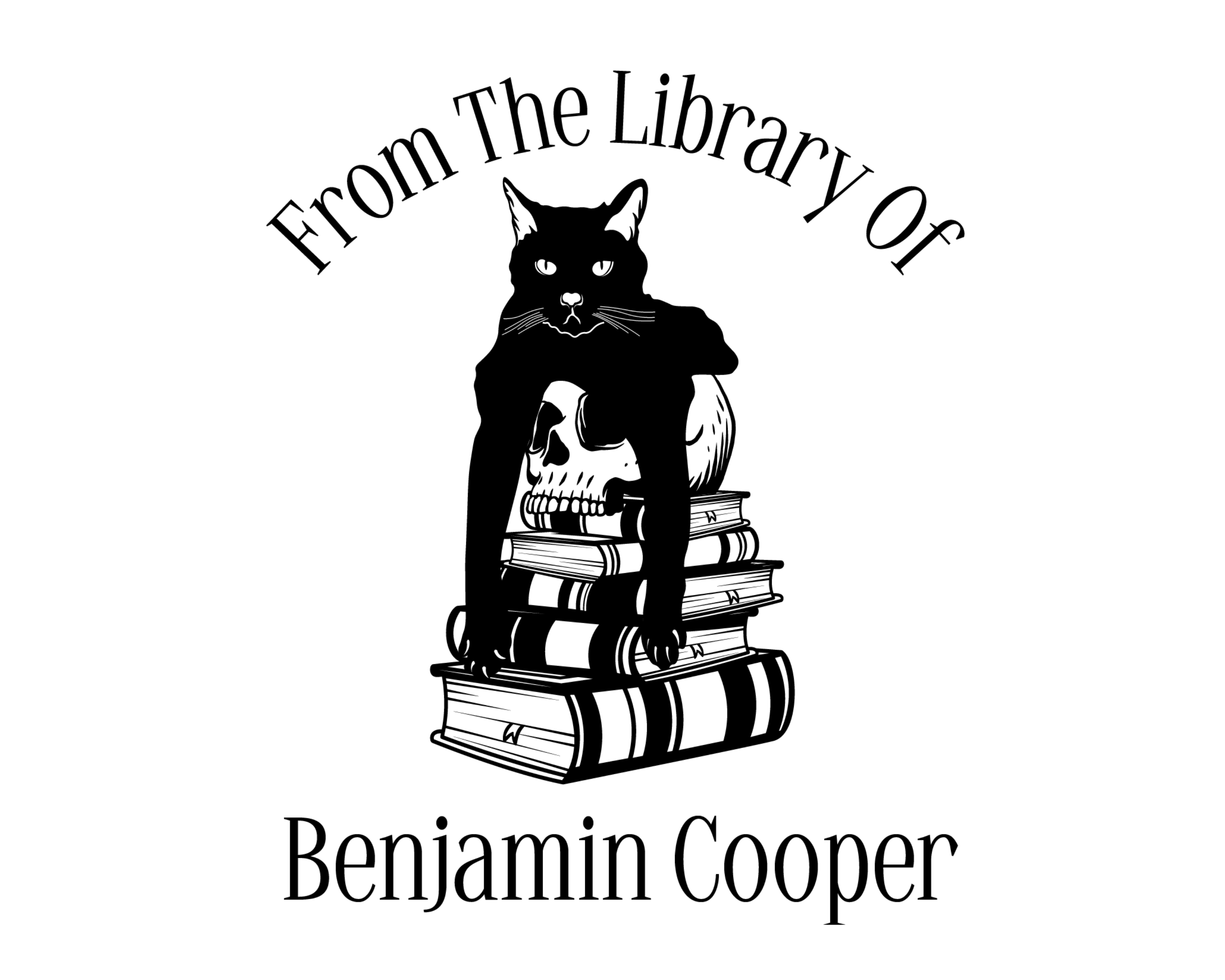 Cat Custom Name Book Stamp - JL-FloralCats34