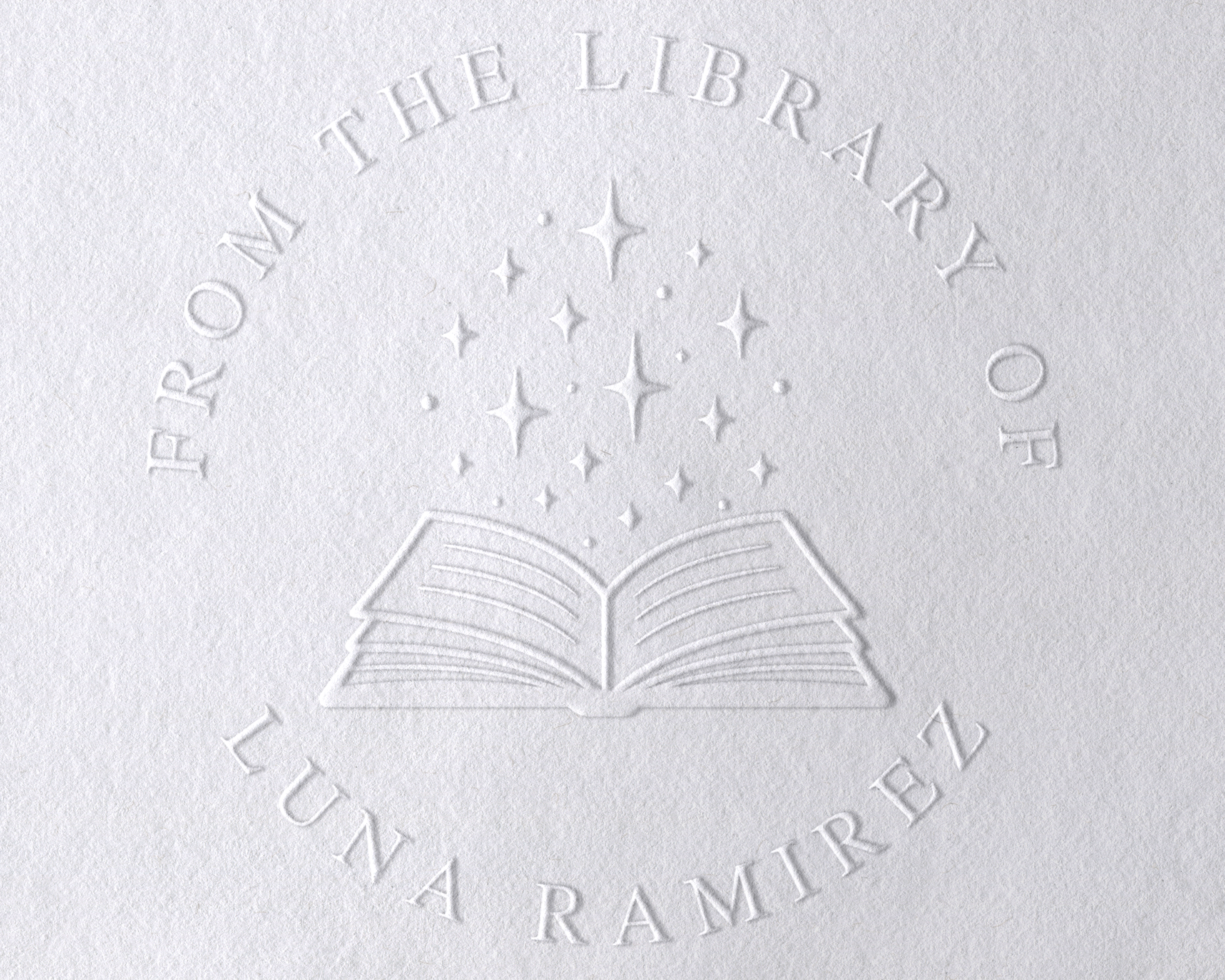 Custom Book Themed Book Stamp or Embosser – 40 mm Round