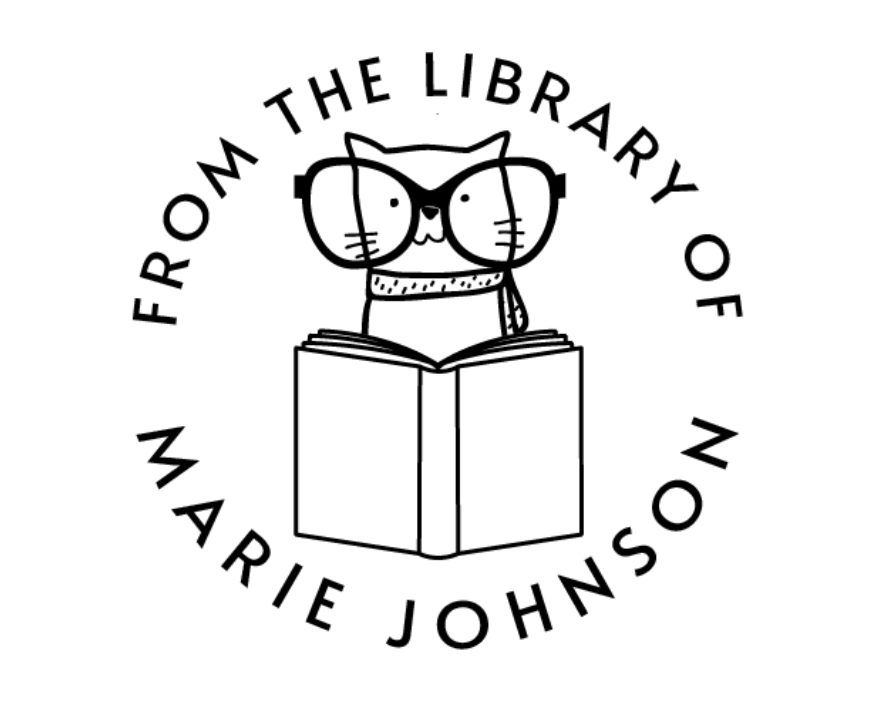 Cat Custom Name Book Stamp - RNDBK-7