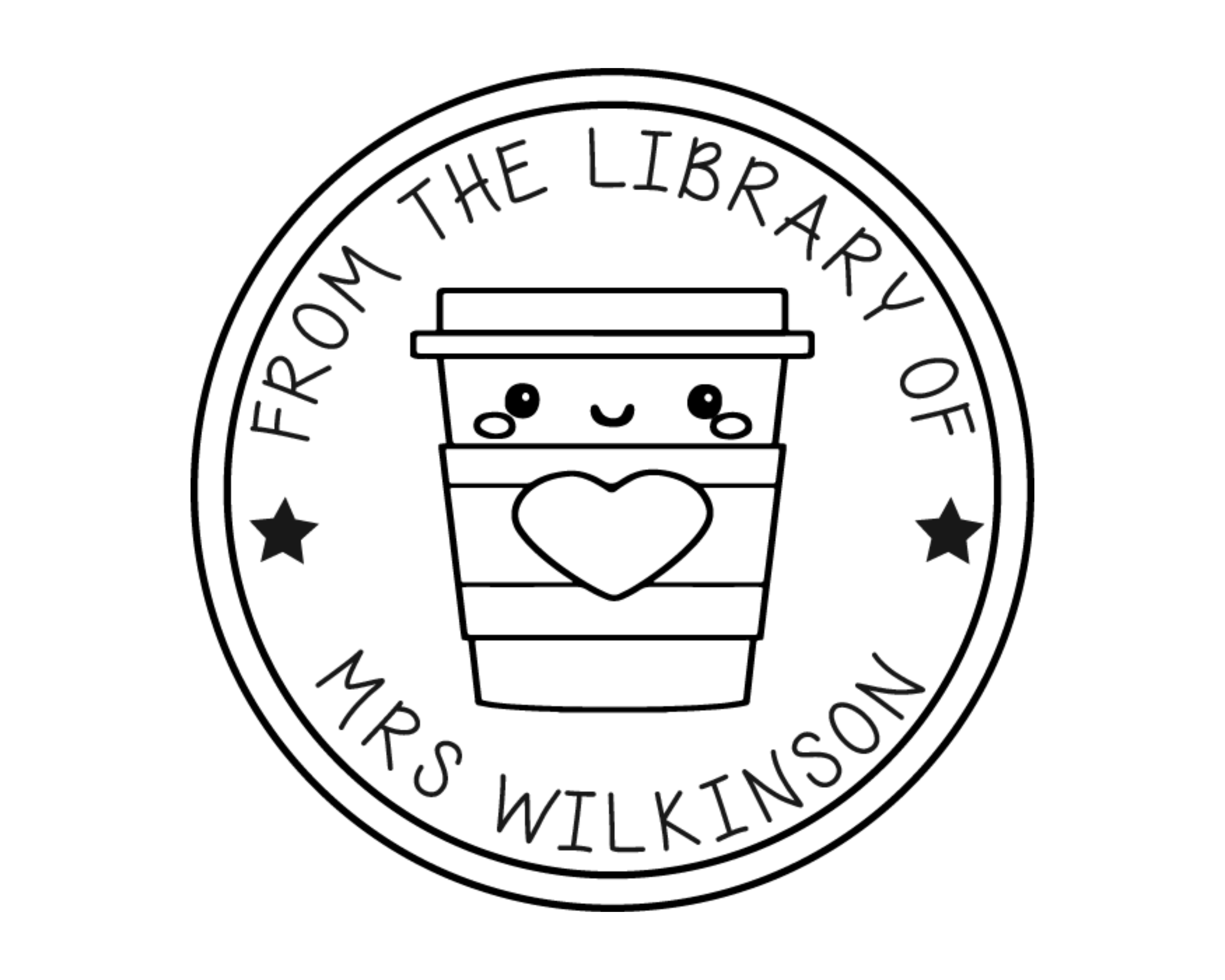 Coffee Custom Name Book Stamp - TLHEARTCOF