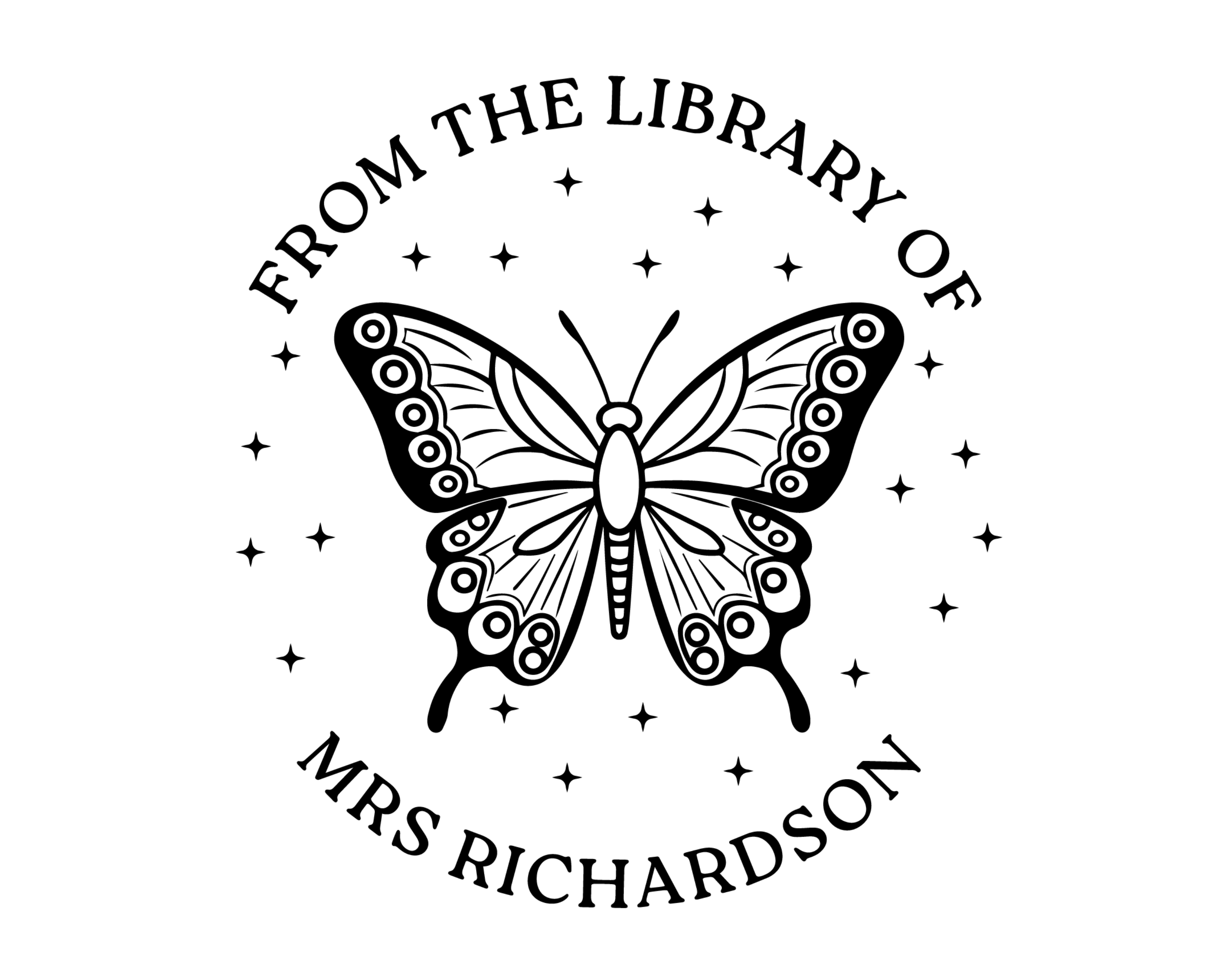 Butterfly Custom Name Book Stamp - TOL-3