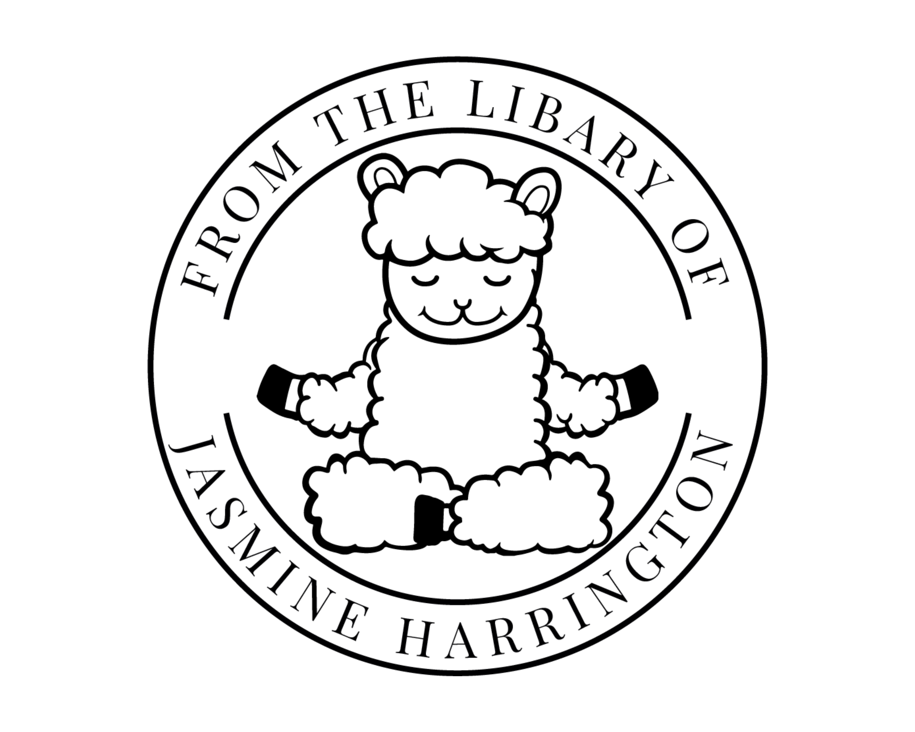 Animals Custom Name Book Stamp - YOGA-LLAMA