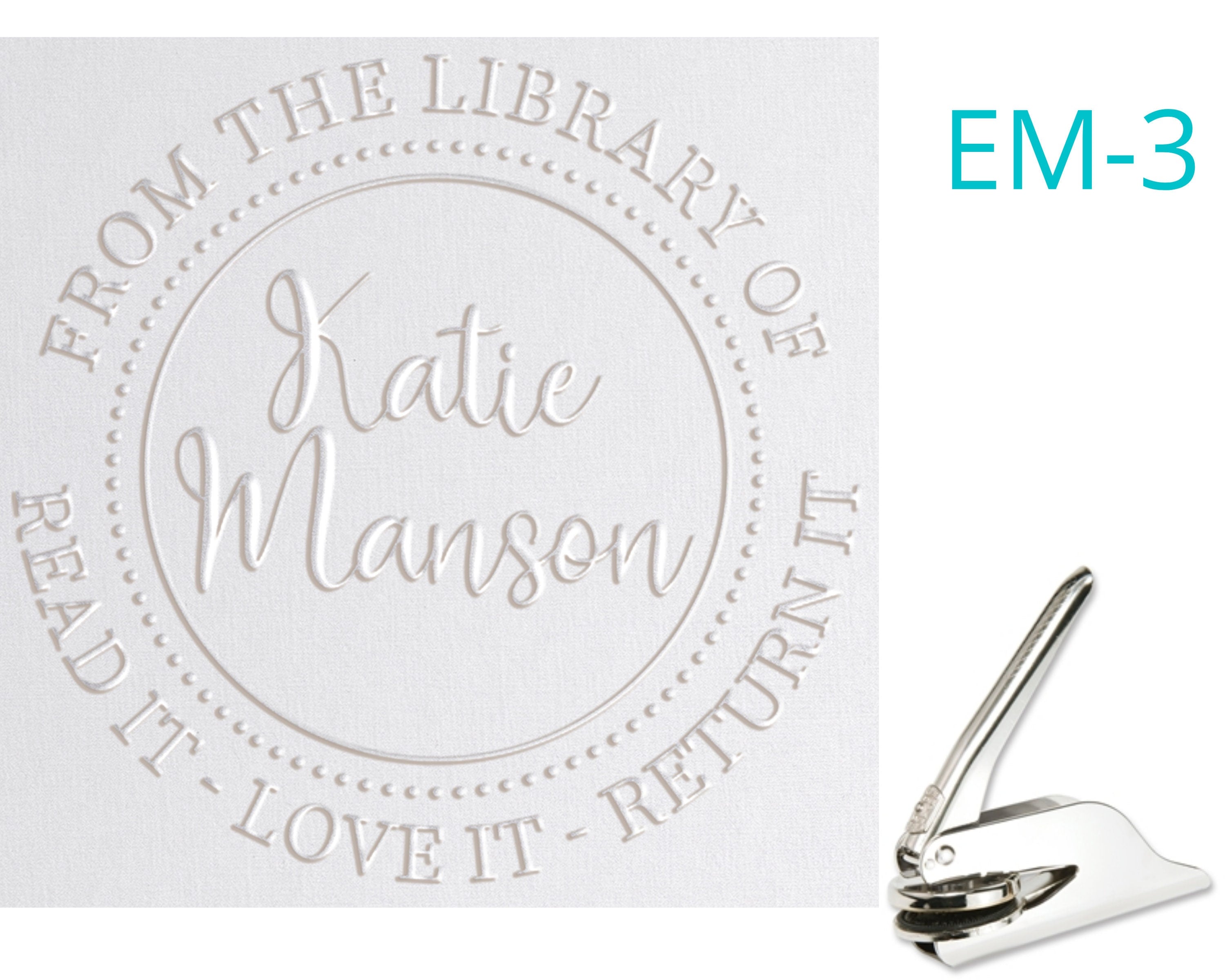 Personalized Book Lover Gift Embosser Monogram Book Stamp Embosser