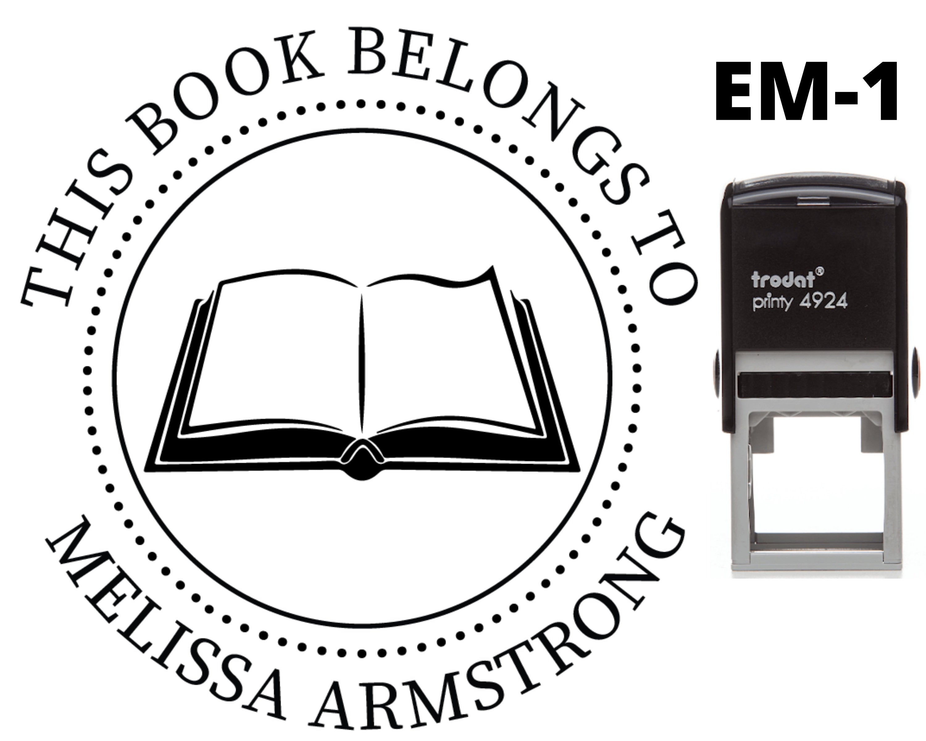 Logo Embossing From The Library Of, Book Stamp, Personalized Teacher Stamp, Custom Library Stamp, Monogram Self-Inking Stamp, Embosser (Self Inking Book Stamp Personalized